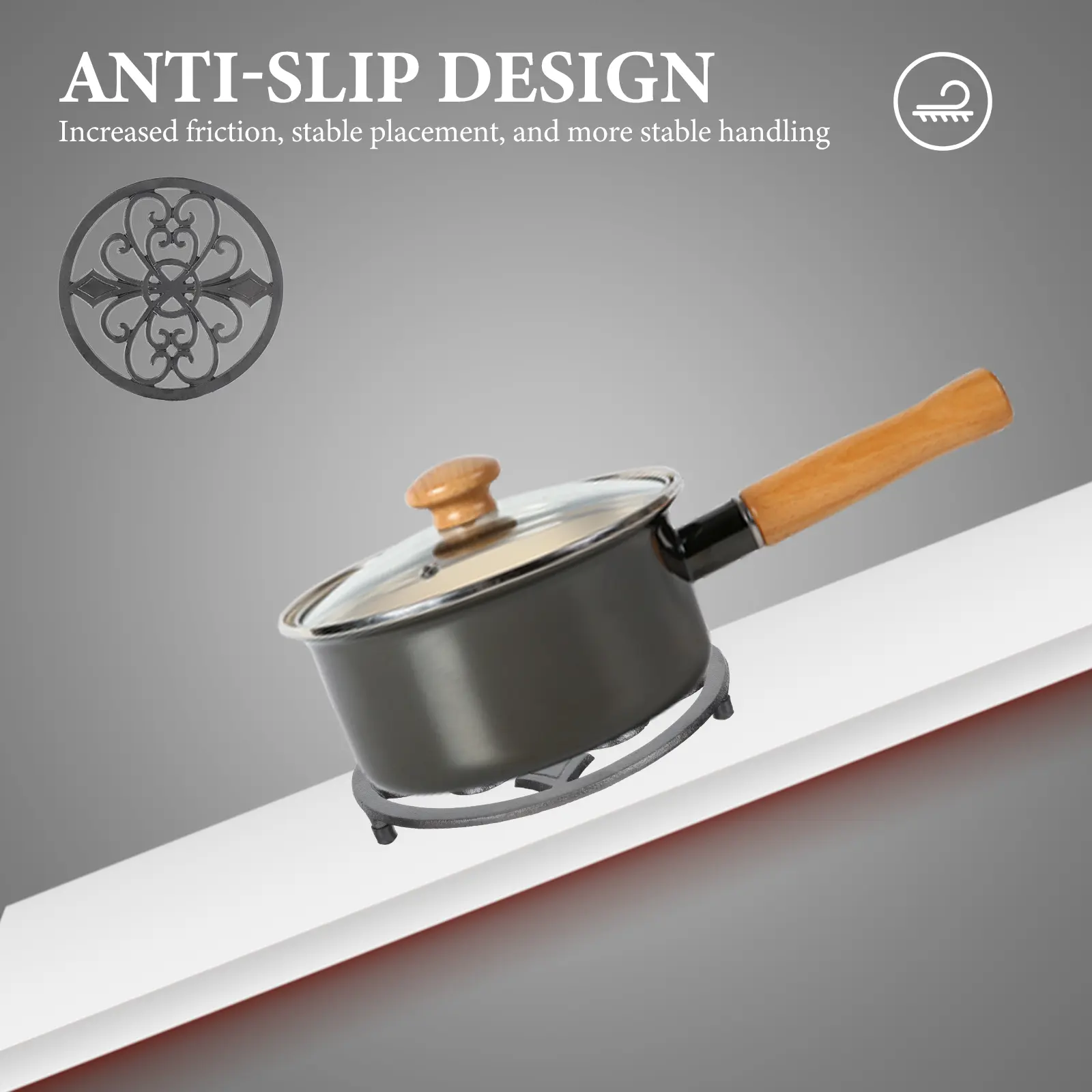 Hot Pot Pad Heat Resistant Kitchen Placemats Hollow Pot Mat Non-Slip Cast Iron Trivet Table Protector for Dining