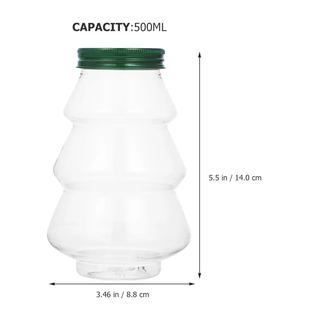 5pcs Christmas Tree Shaped Juice Bottles Leak Proof Reusable Beverage Containers Smooth Surface Flat Bottom Drink for Adults