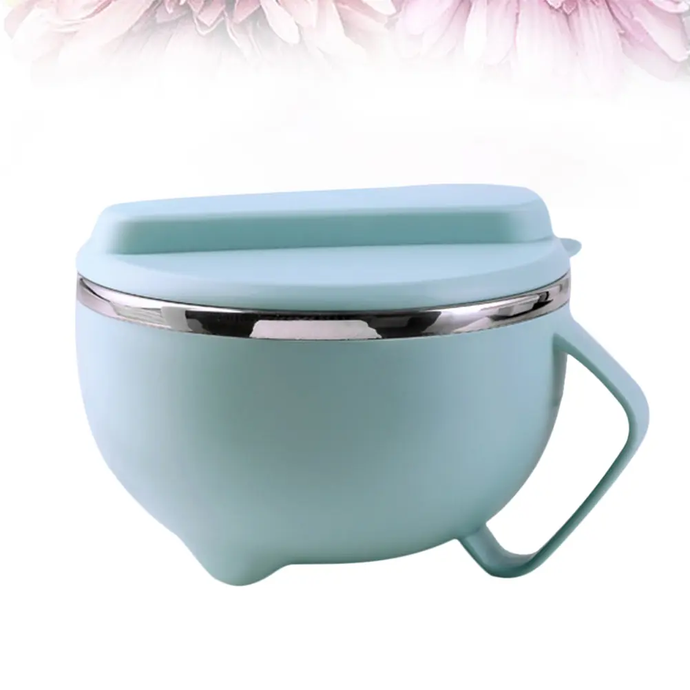 1pc Noodle Bowl Stainless Steel Leakproof Container Household Tableware Compact Portable Food Storage for Snacks