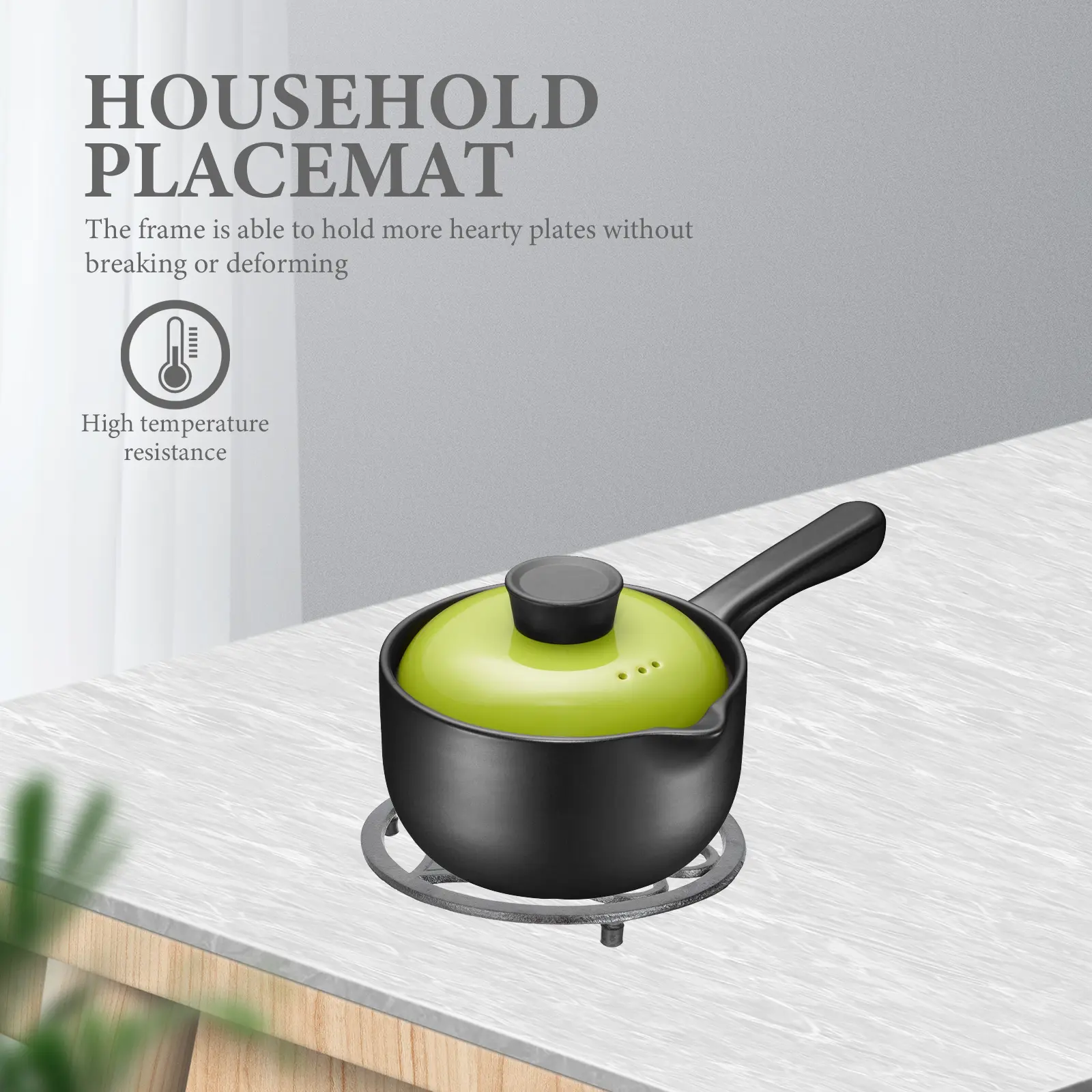 Hot Pot Pad Heat Resistant Kitchen Placemats Hollow Pot Mat Non-Slip Cast Iron Trivet Table Protector for Dining