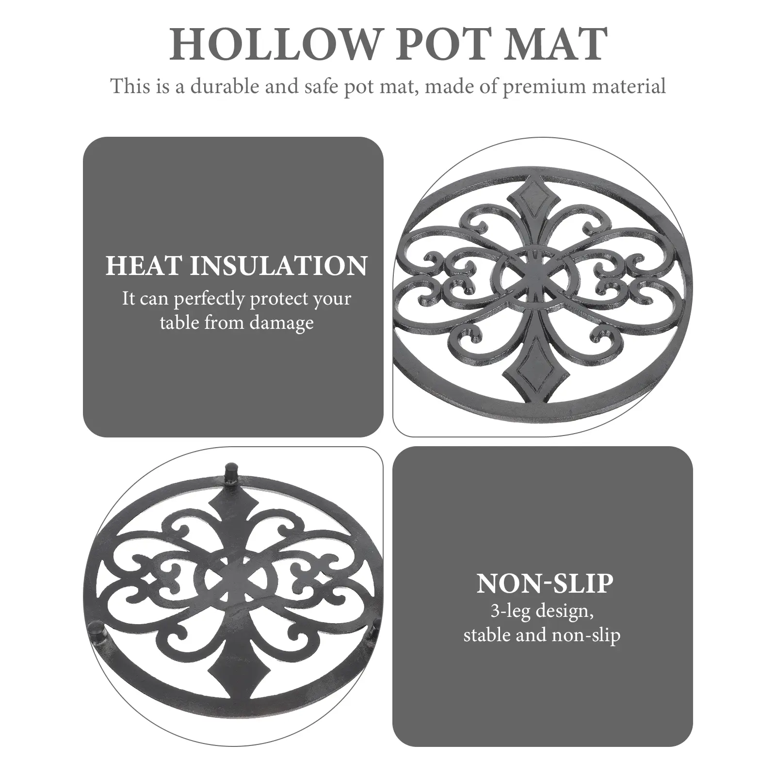 Hot Pot Pad Heat Resistant Kitchen Placemats Hollow Pot Mat Non-Slip Cast Iron Trivet Table Protector for Dining