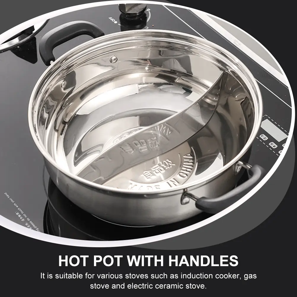 1pc 304 Stainless Steel Glass Duck Pot Rustproof Hot Pot Anti-Scald Handle Grid Design for Stoves