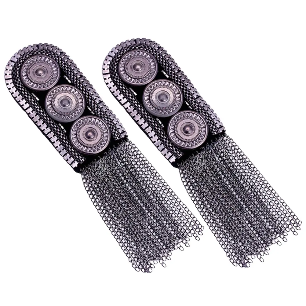 Alloy Tassel Fringe Shoulder Epaulet Safety Pin Decorative Costume Uniform Accessories 2pcs
