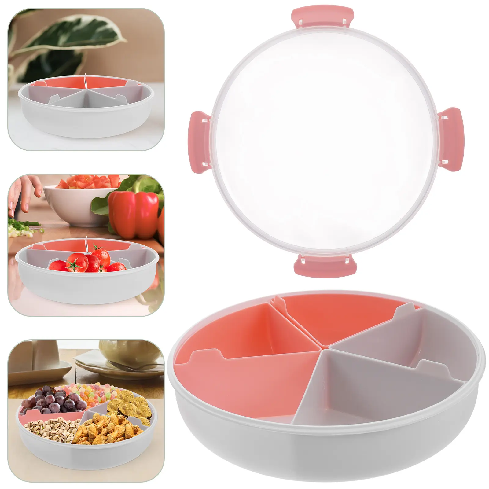 Snacks Separate Fruit Tray Organizer Holder Compartments Containers Candy Dried Fruit Box Storage Kitchen Barware Set