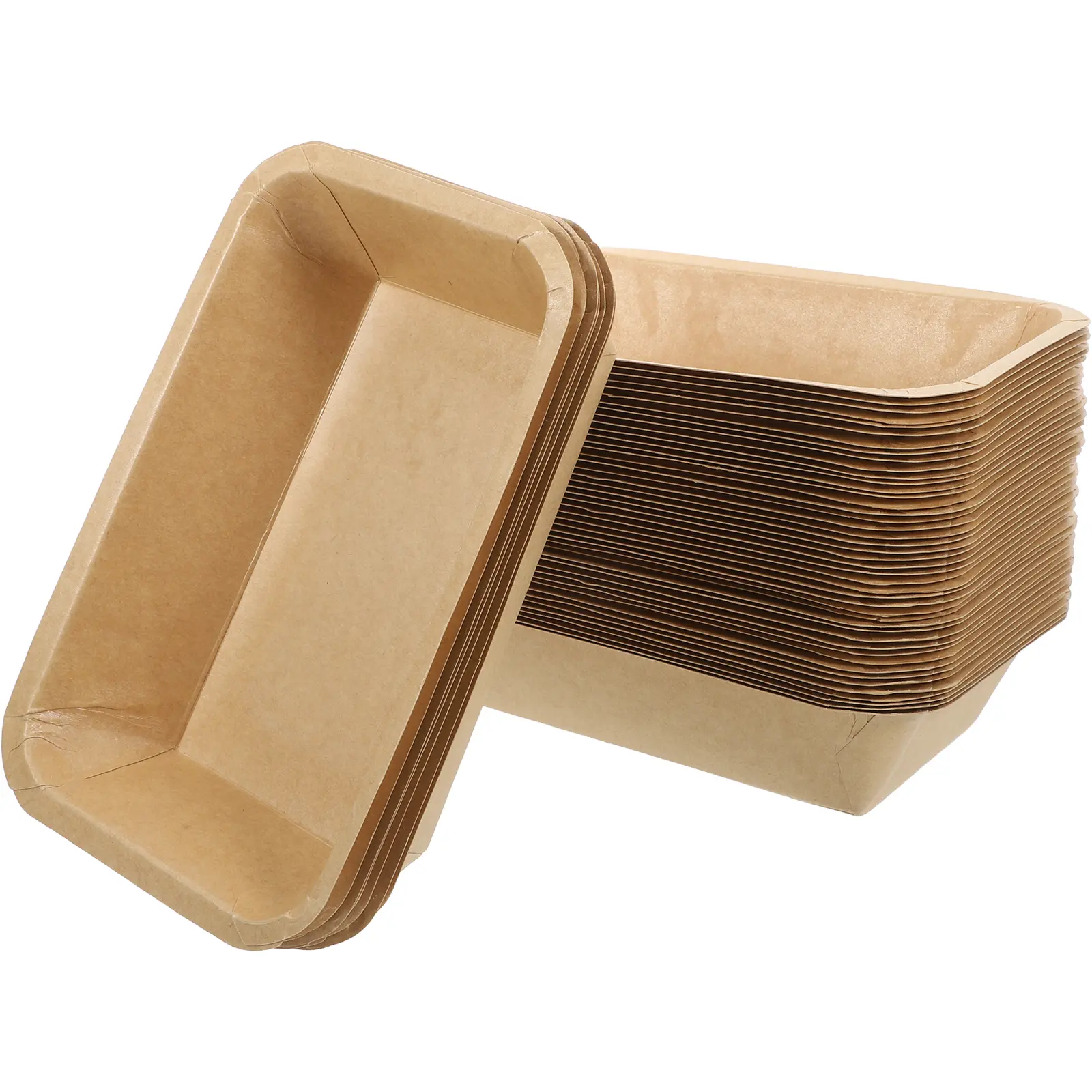 50 Pcs Grease-proof BBQ Dinner Plate Fried Chicken Accessory Burger Trays Serving Ship Box Barbecue Supply Disposable Brown