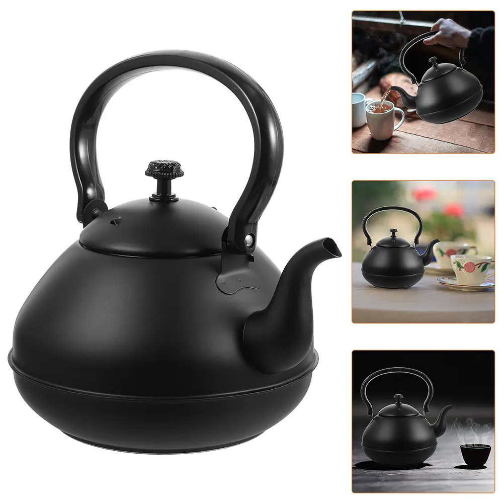 Stainless Steel Kettle Camping Hot Water Stove Retro Boiling Teapot for Gas Metal Stovetop