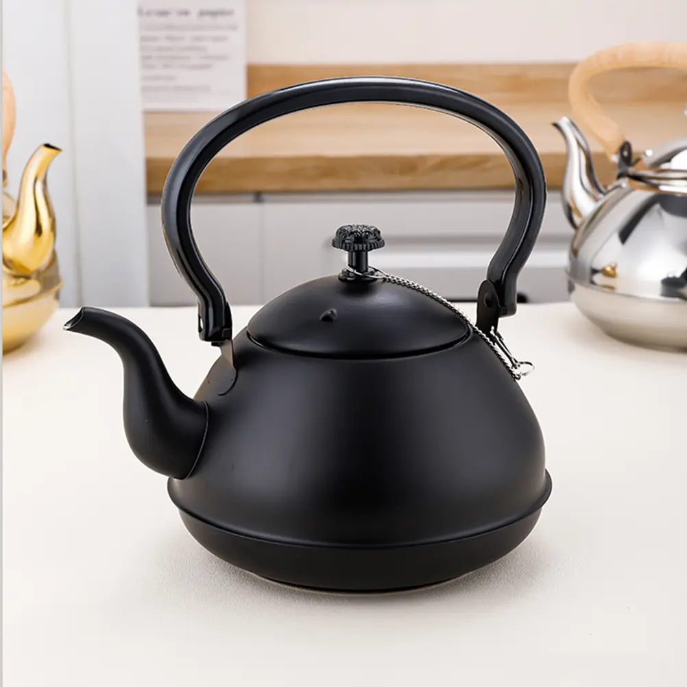 Stainless Steel Kettle Camping Hot Water Stove Retro Boiling Teapot for Gas Metal Stovetop