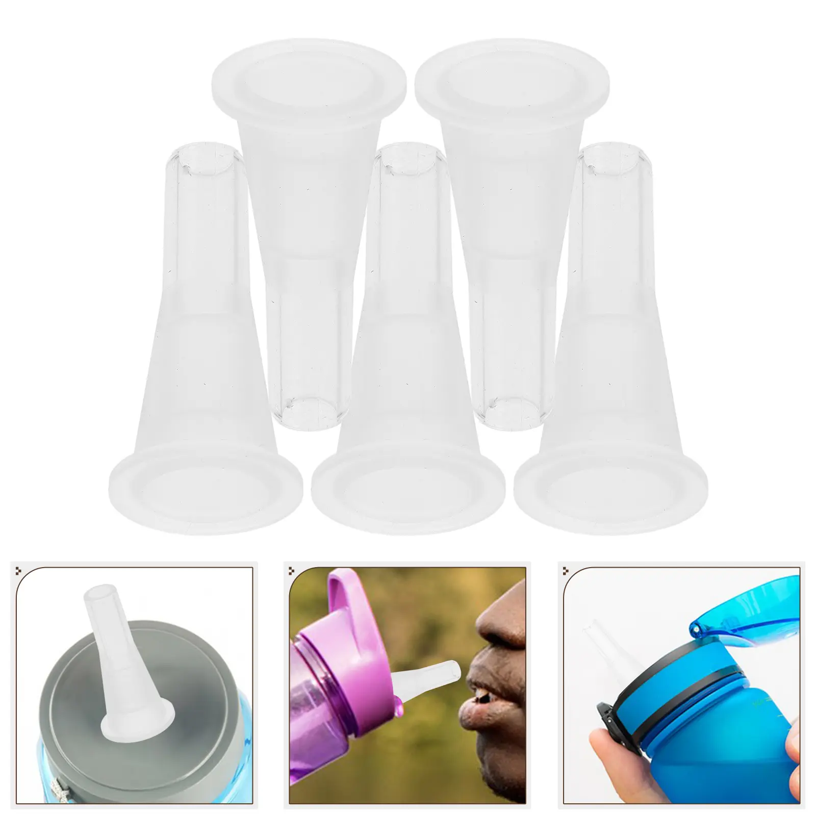 Straws Nozzle Rubber Caps Metal Replacement Drinking Cover Reusable Transparent Child