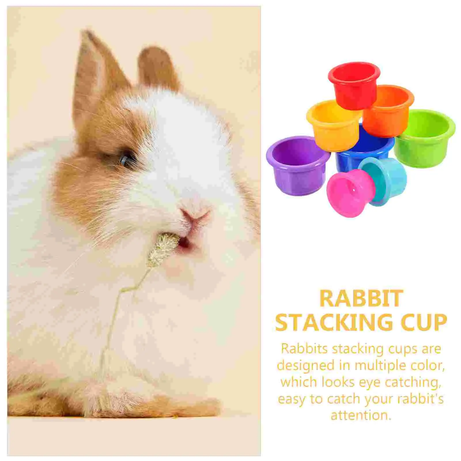 8 Pcs Food Grade Reusable Plastic Nesting Cup Rabbit Stacking Toy Bunny Food Pet Feeding Plaything Animal Training