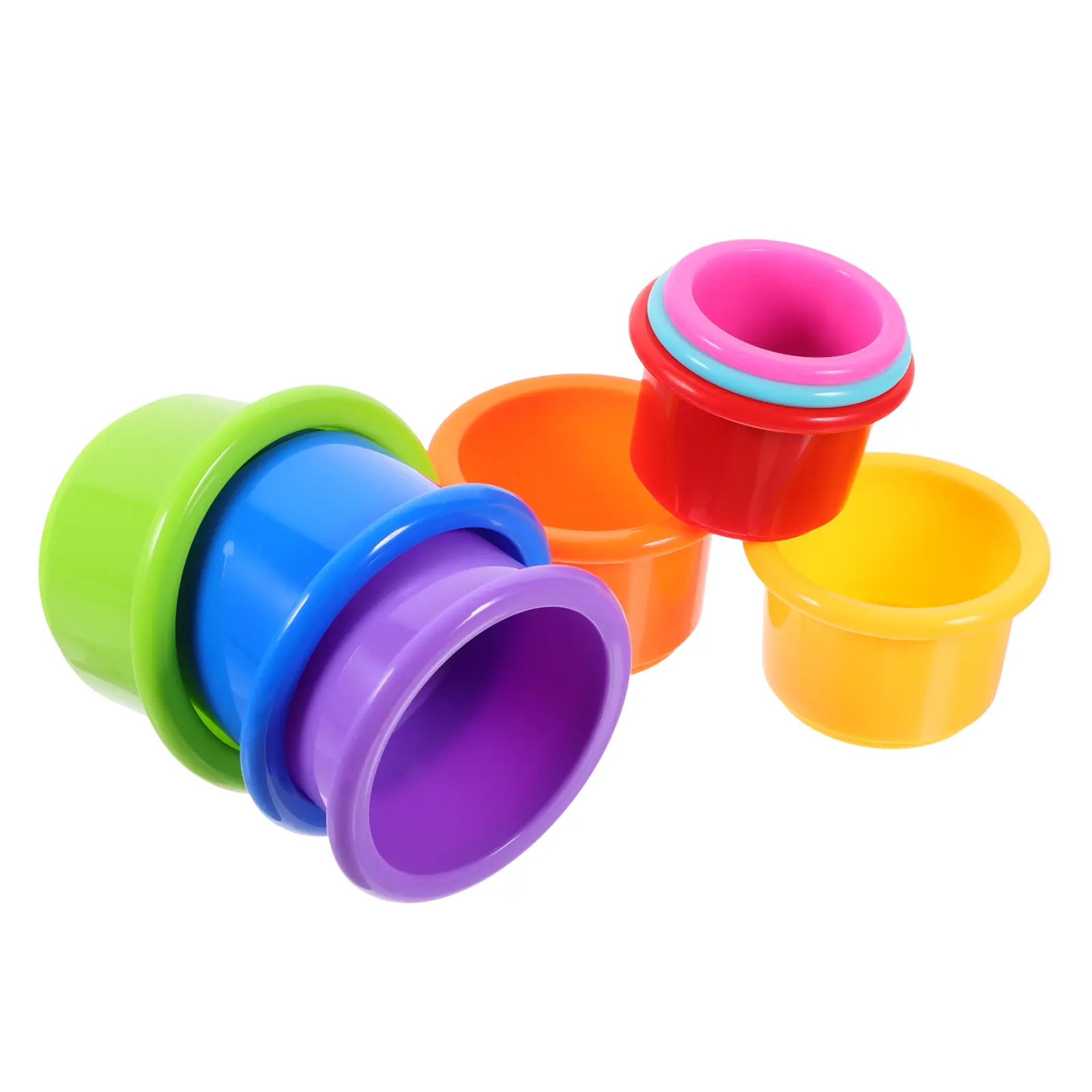 8 Pcs Food Grade Reusable Plastic Nesting Cup Rabbit Stacking Toy Bunny Food Pet Feeding Plaything Animal Training