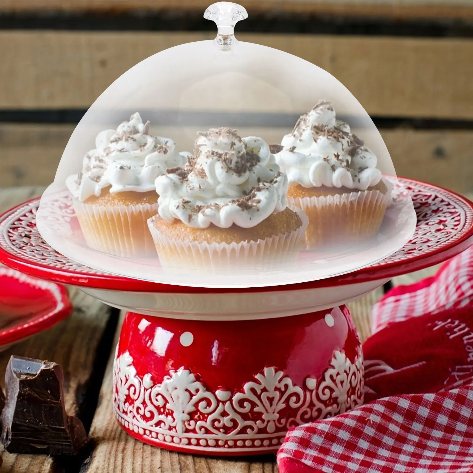 Food Cover Round Lid Tent Dessert Covers Tray Acrylic Microwave Oven Transparent Dust-proof Food Lid Safe Kitchen Bar