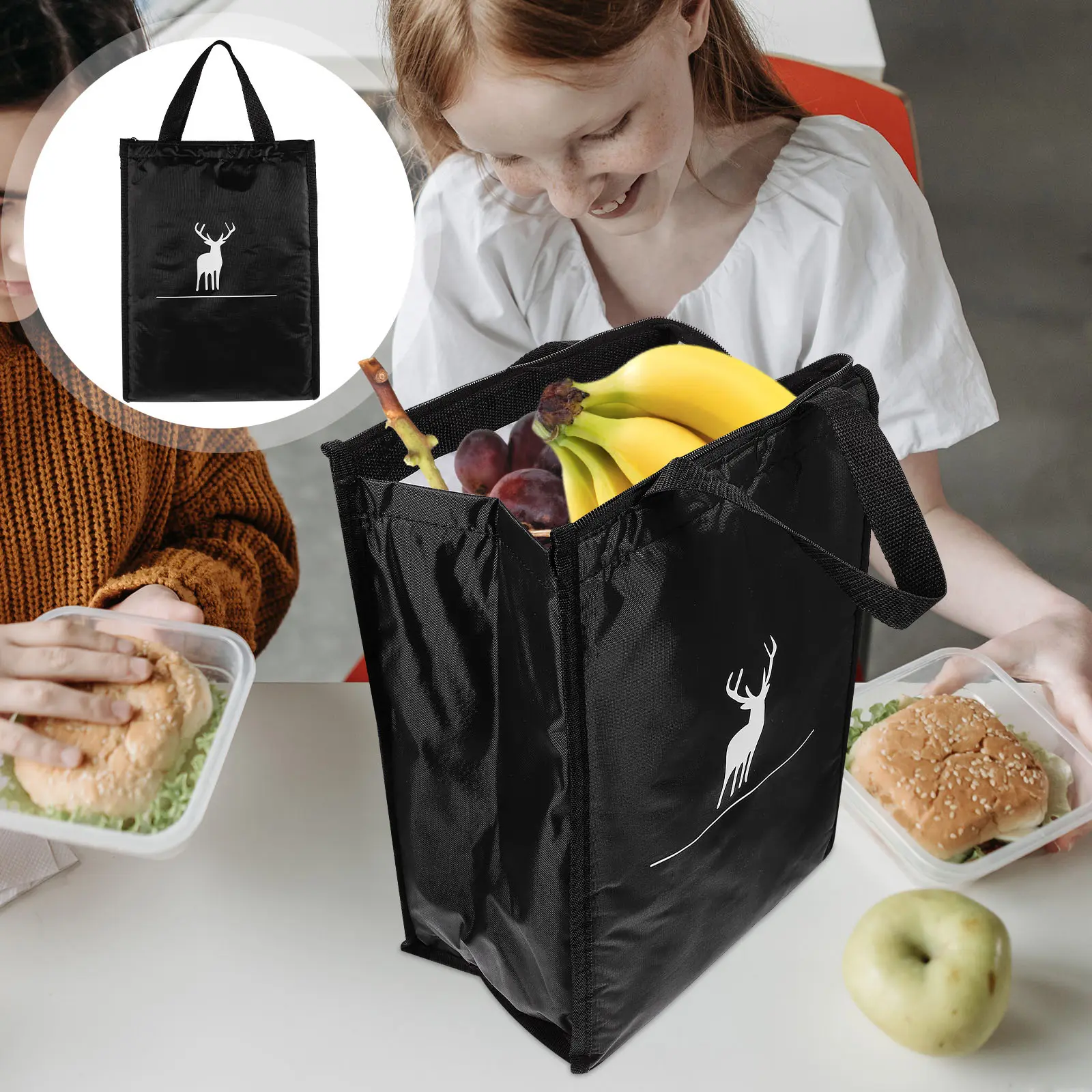 Insulation Bag Oxford Cloth Aluminum Foil Pearl Cotton Portable Thermal Food Bag Lunch Box Bento Pouch Storage Vegetable Picnic