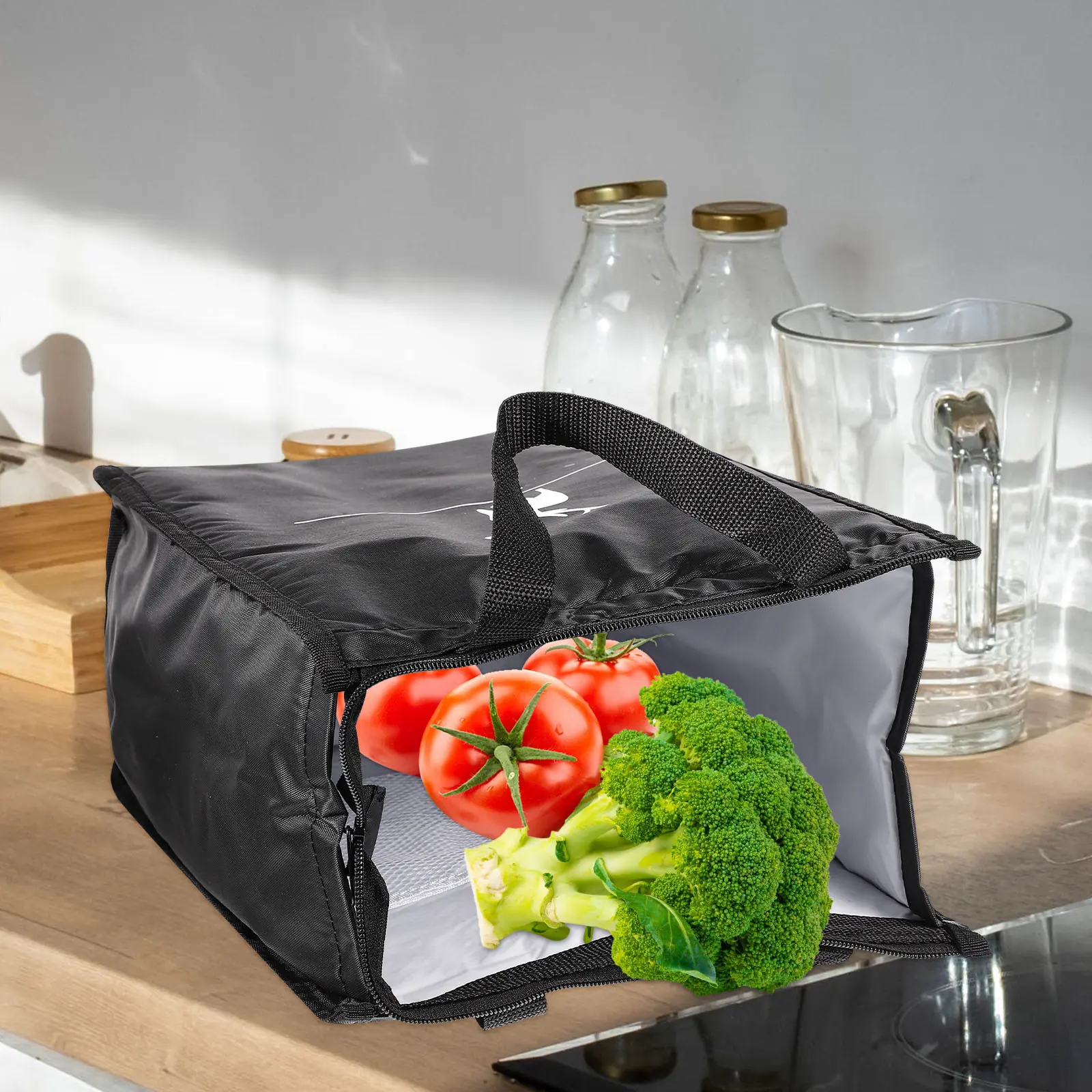 Insulation Bag Oxford Cloth Aluminum Foil Pearl Cotton Portable Thermal Food Bag Lunch Box Bento Pouch Storage Vegetable Picnic