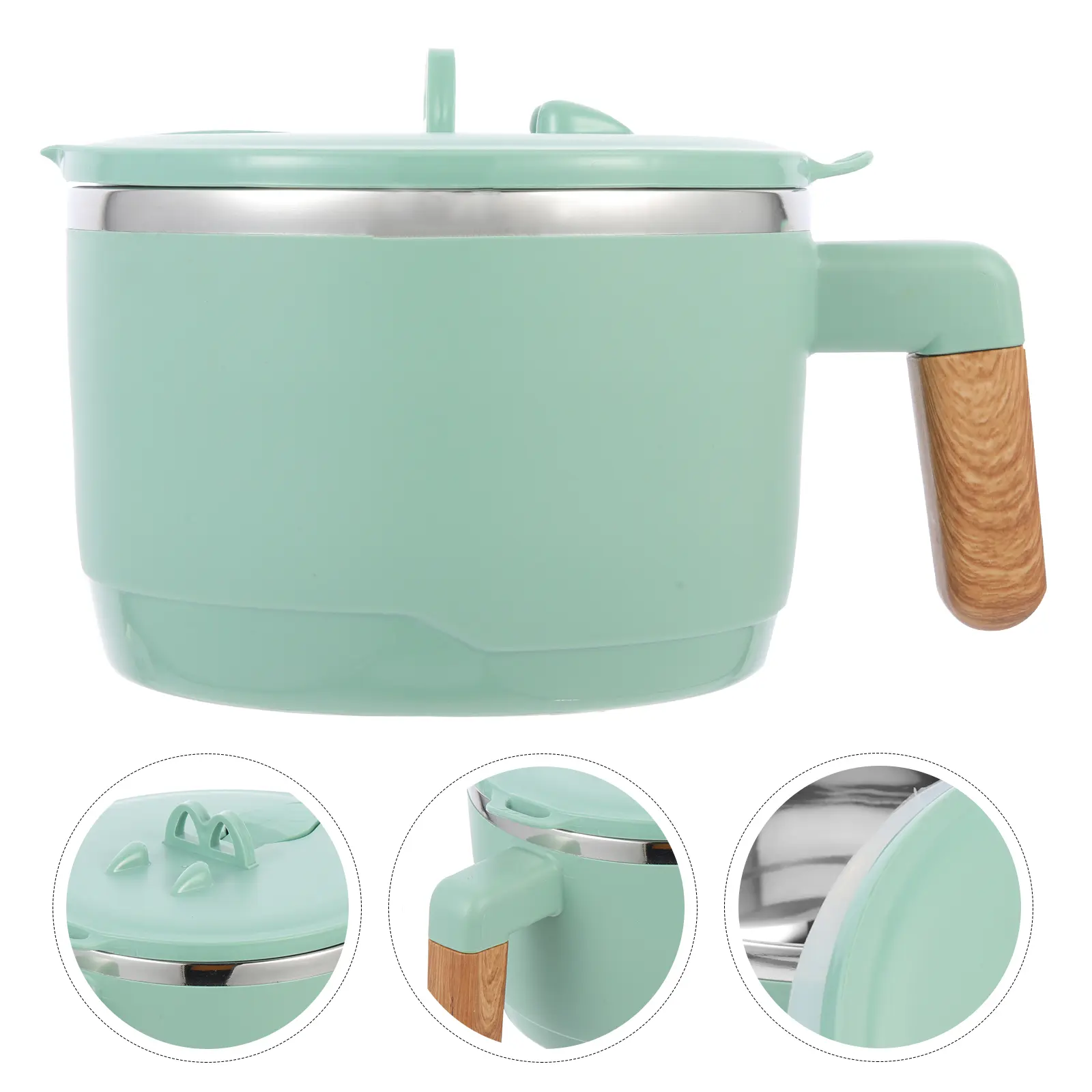 Stainless Steel Insulated Noodle Bowl Leak Proof Handle Anti Scald Portable Soup Rice Container Reusable for Lunch