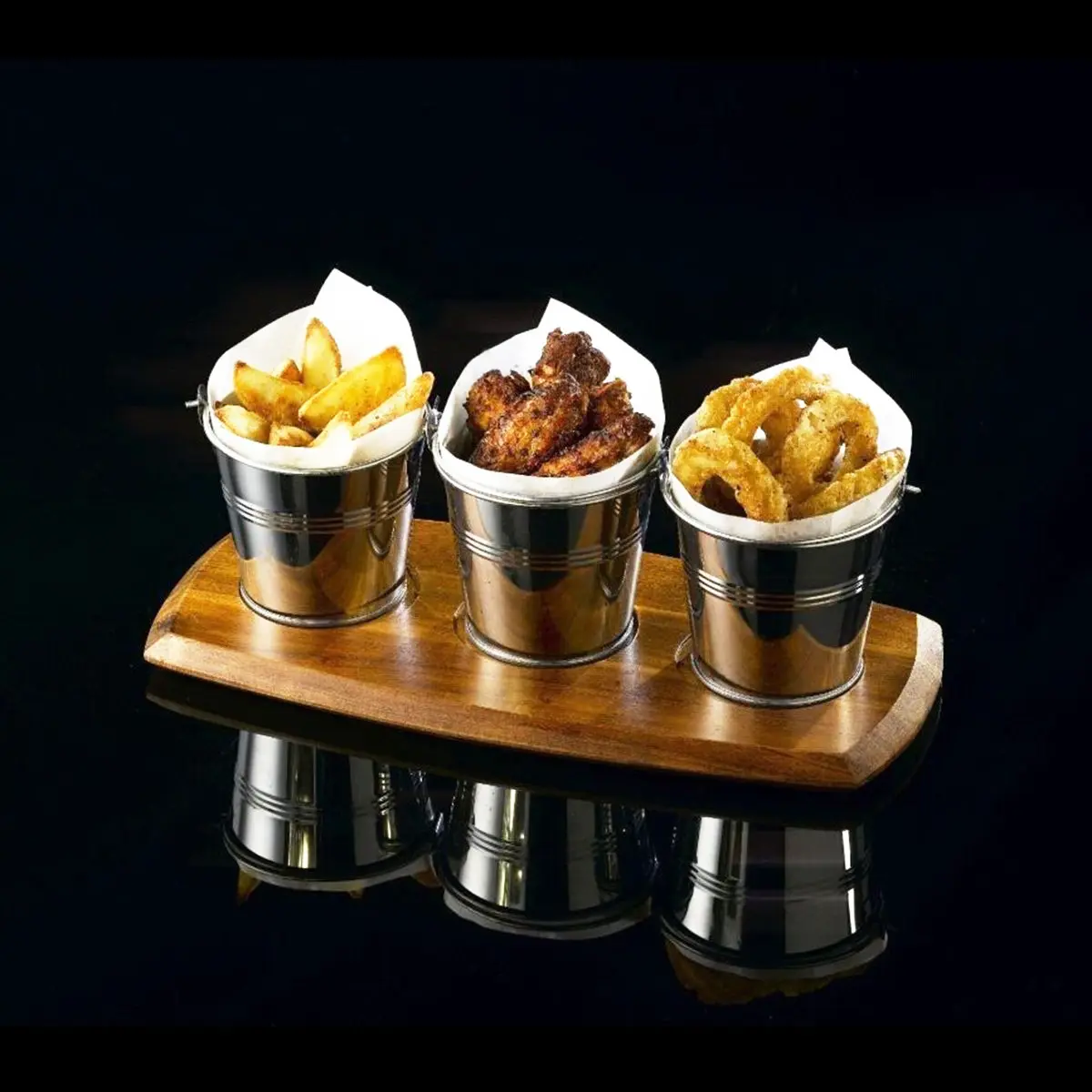 6 Pcs Tinplate French Fries Bucket Cooler with Handle Ice Cube Container Mini Refrigerator Food Serving Storage Beer