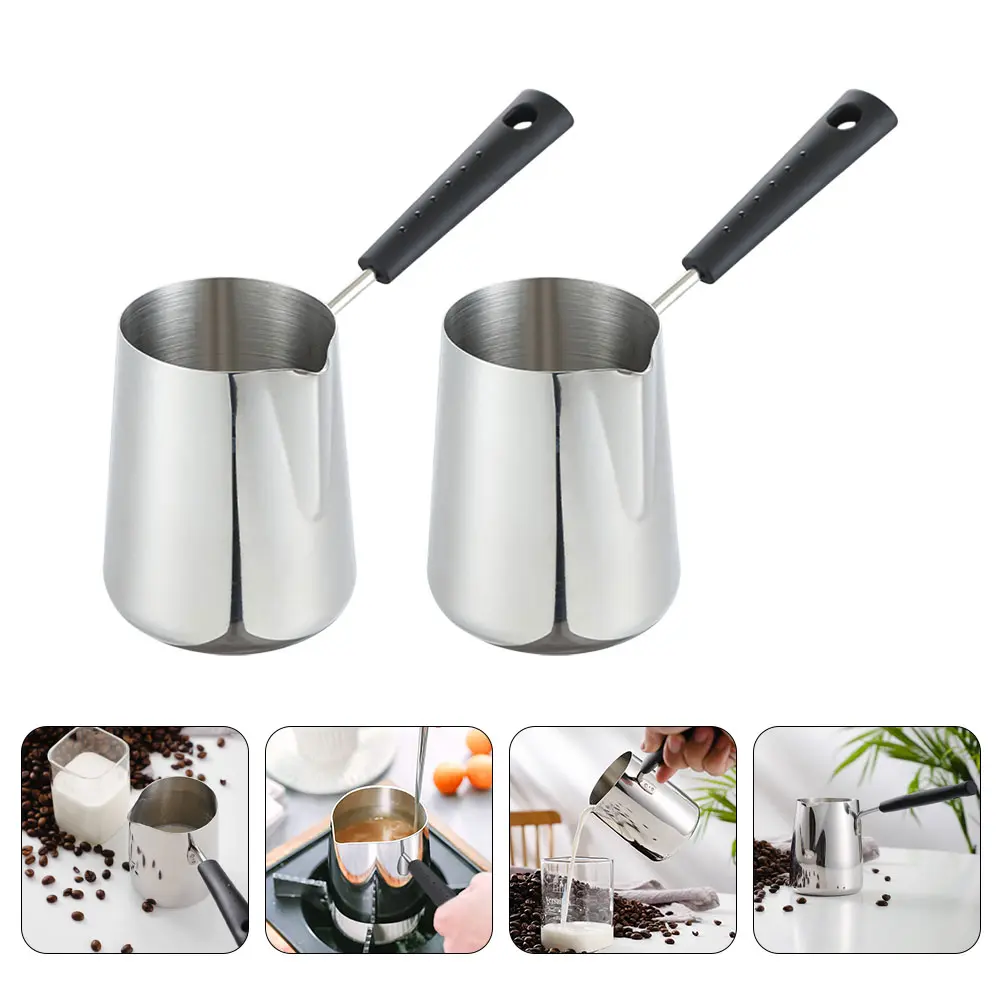 2Pcs Stainless Steel Supplementary Food Pot Small Milk Warmer Chocolate Melting Butter Warming Baby Portable Lightweight