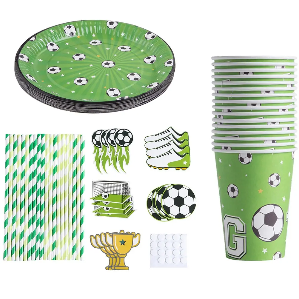 52 Pcs Cutlery Set Disposable Paper Plates Cups Straw Birthday Party Disposable Plate Supplies Eco Friendly Tableware