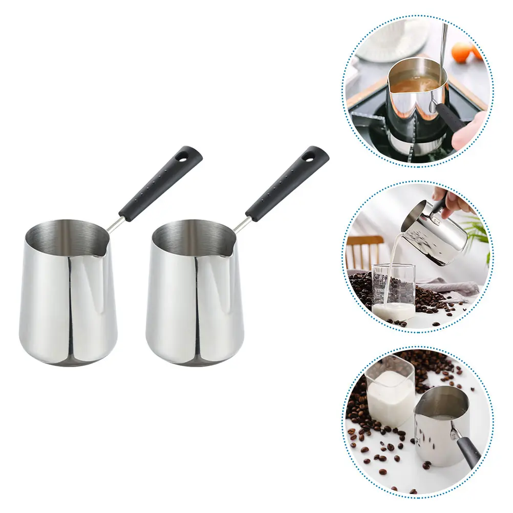 2Pcs Stainless Steel Supplementary Food Pot Small Milk Warmer Chocolate Melting Butter Warming Baby Portable Lightweight