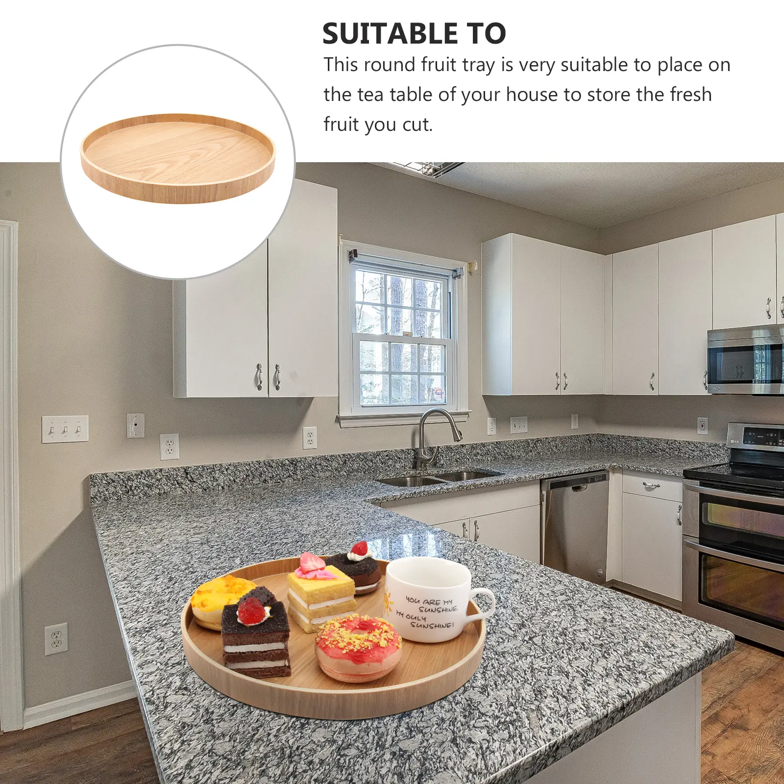 Wooden Tea Tray Log Color Kitchen Barware Practical Restaurant Hotel Party Family Dinner Sushi Storage Housewarming Gift