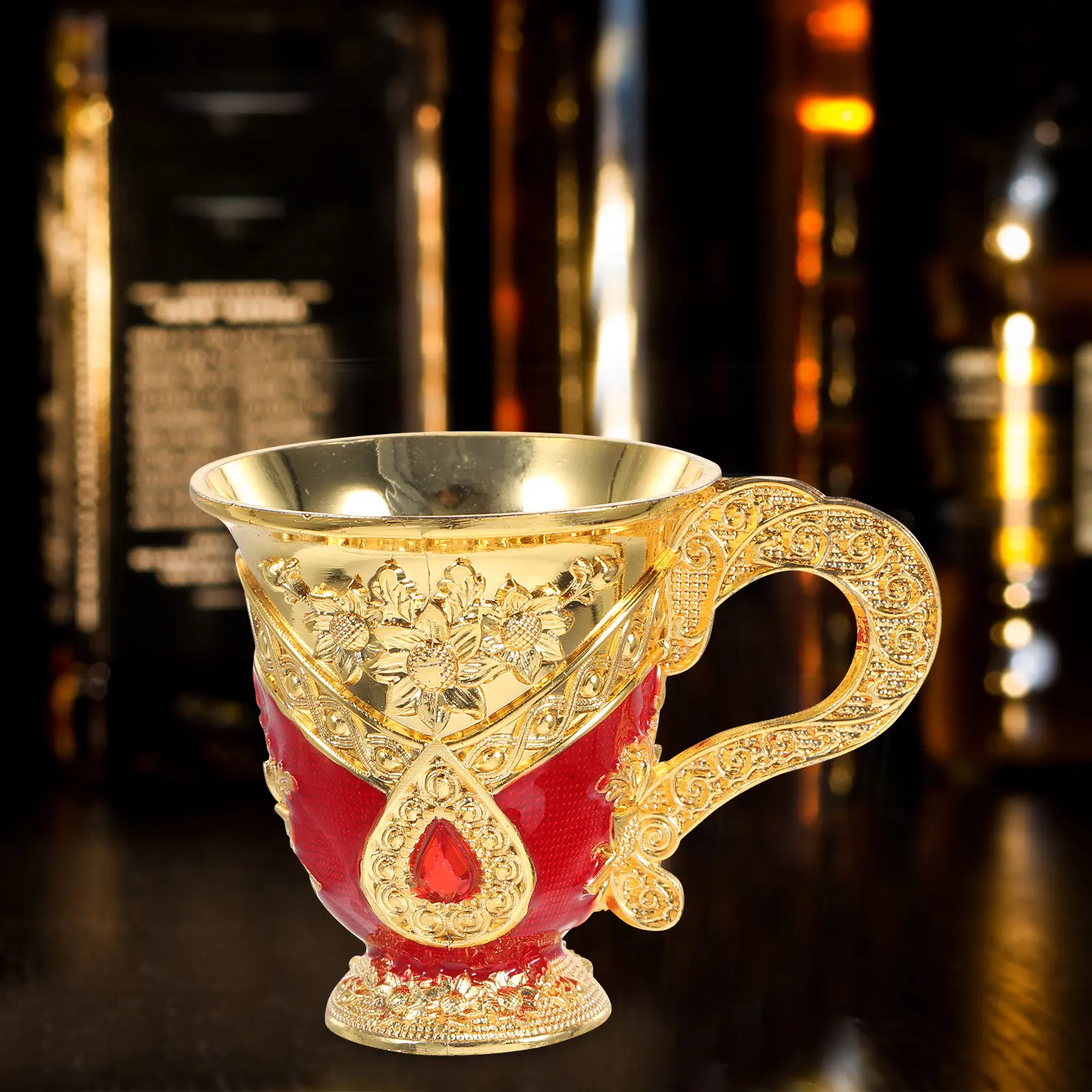European Retro Metal Cups Aluminum Wide Mouth Design Home Accessories Reusable Drink Cups Compact Liquor Glasses