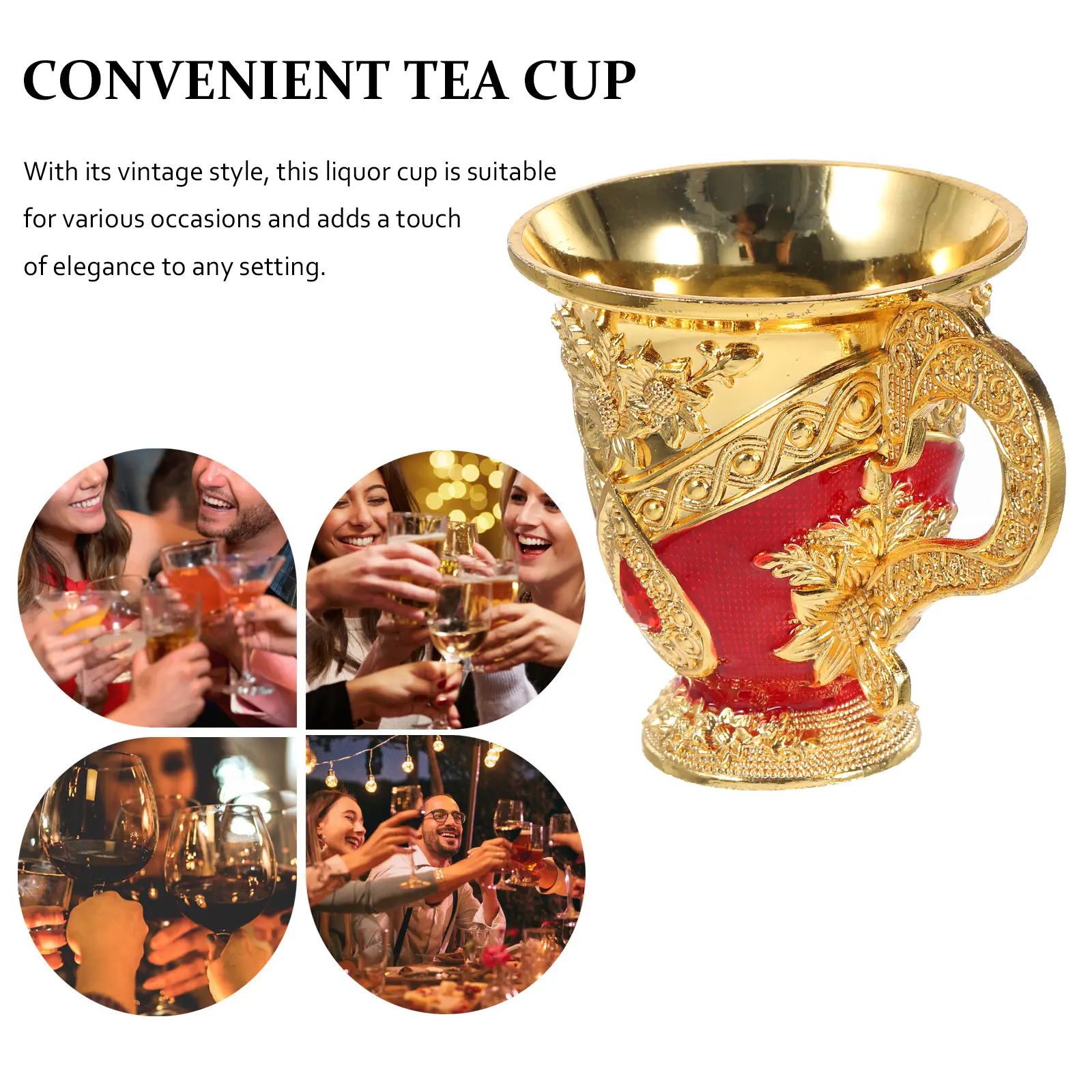 European Retro Metal Cups Aluminum Wide Mouth Design Home Accessories Reusable Drink Cups Compact Liquor Glasses