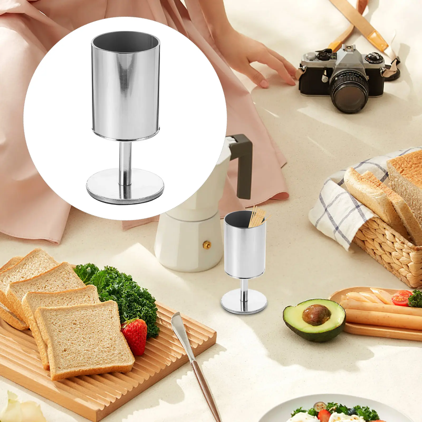 Toothpick Holder Large Capacity Stable Portable Fruit Skewers Container Stainless Steel Travel Practical Everyday Use Kitchen
