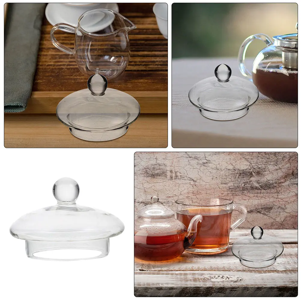 1pc Clear Glass Teapot Lid Replacement Decorative Kettle Cover Leak Proof Tea Pot Accessory For Party Camping Kitchen