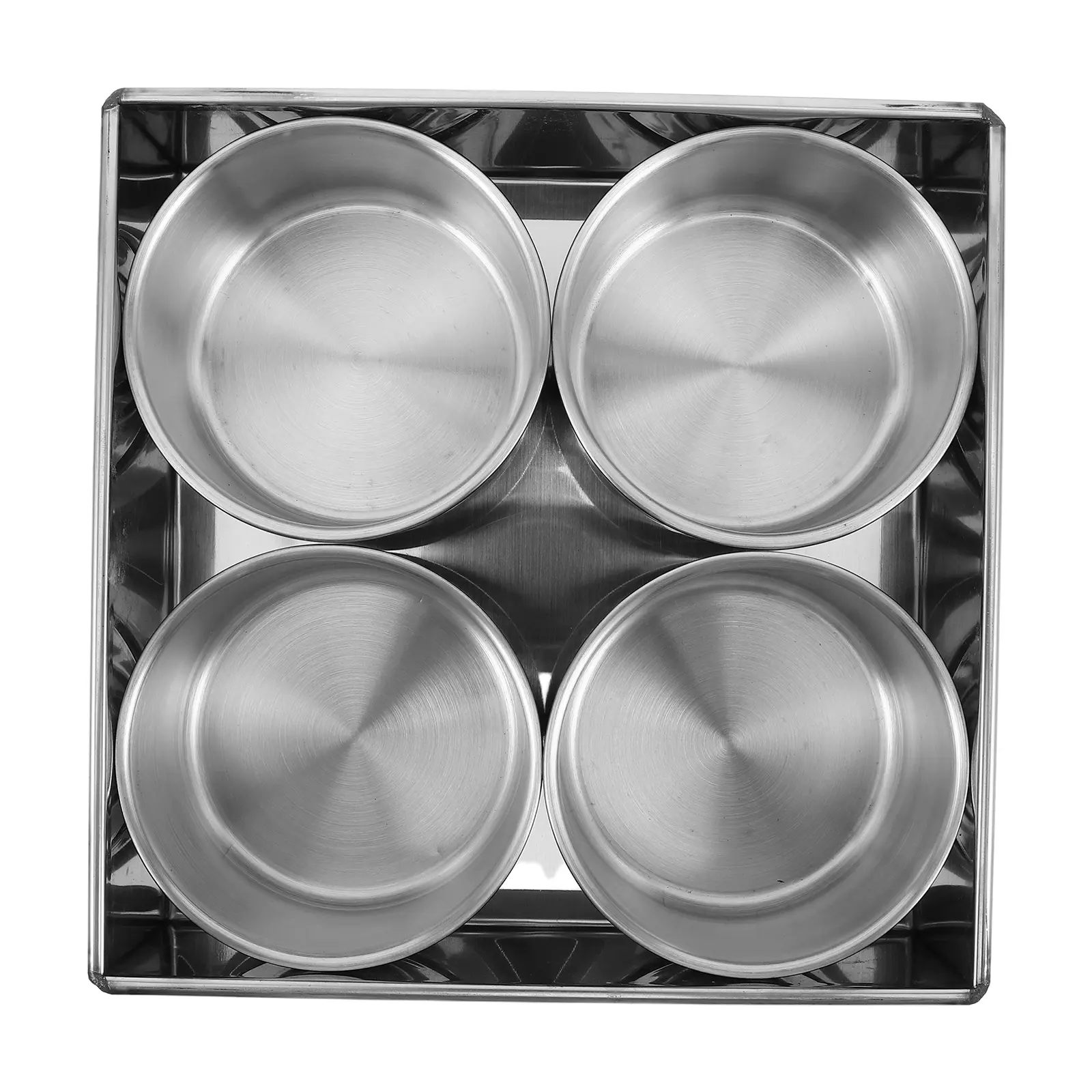 4 Compartment Stainless Steel Spice Box Sauce Condiment Storage Container Airtight Lid Kitchen Household ganization Silver Bin