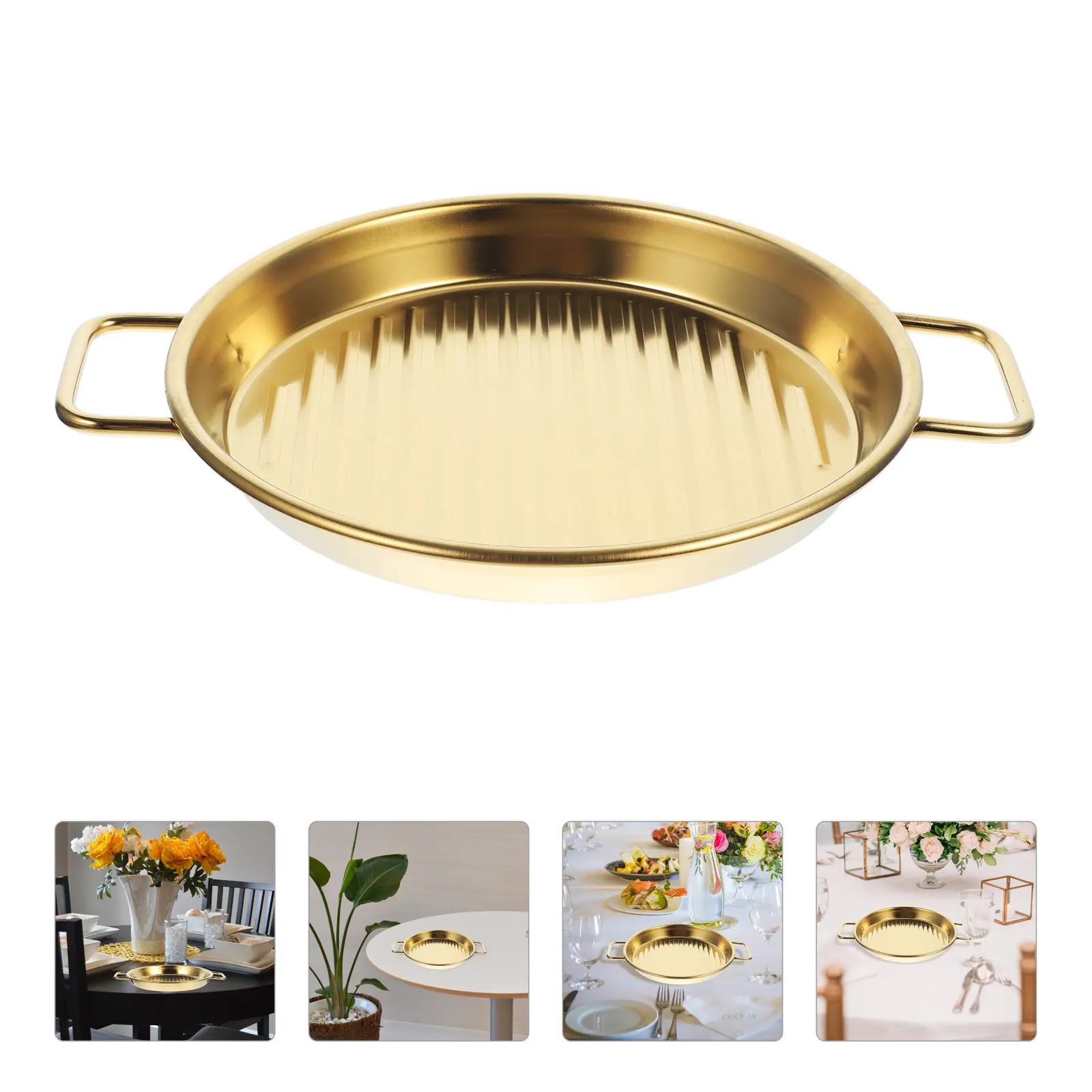 Stainless Steel Drain Pan Trays H 18CM Golden Color Snack Tray for Fried Chicken Potato Strips Serving Plates