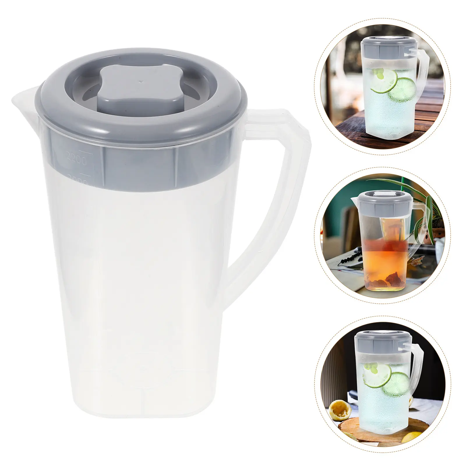 Cold Water Pitcher High Temp Resistance Large Capacity Tea Separator Light Grey Drink Bottle Juice Containers with Lid Kitchen