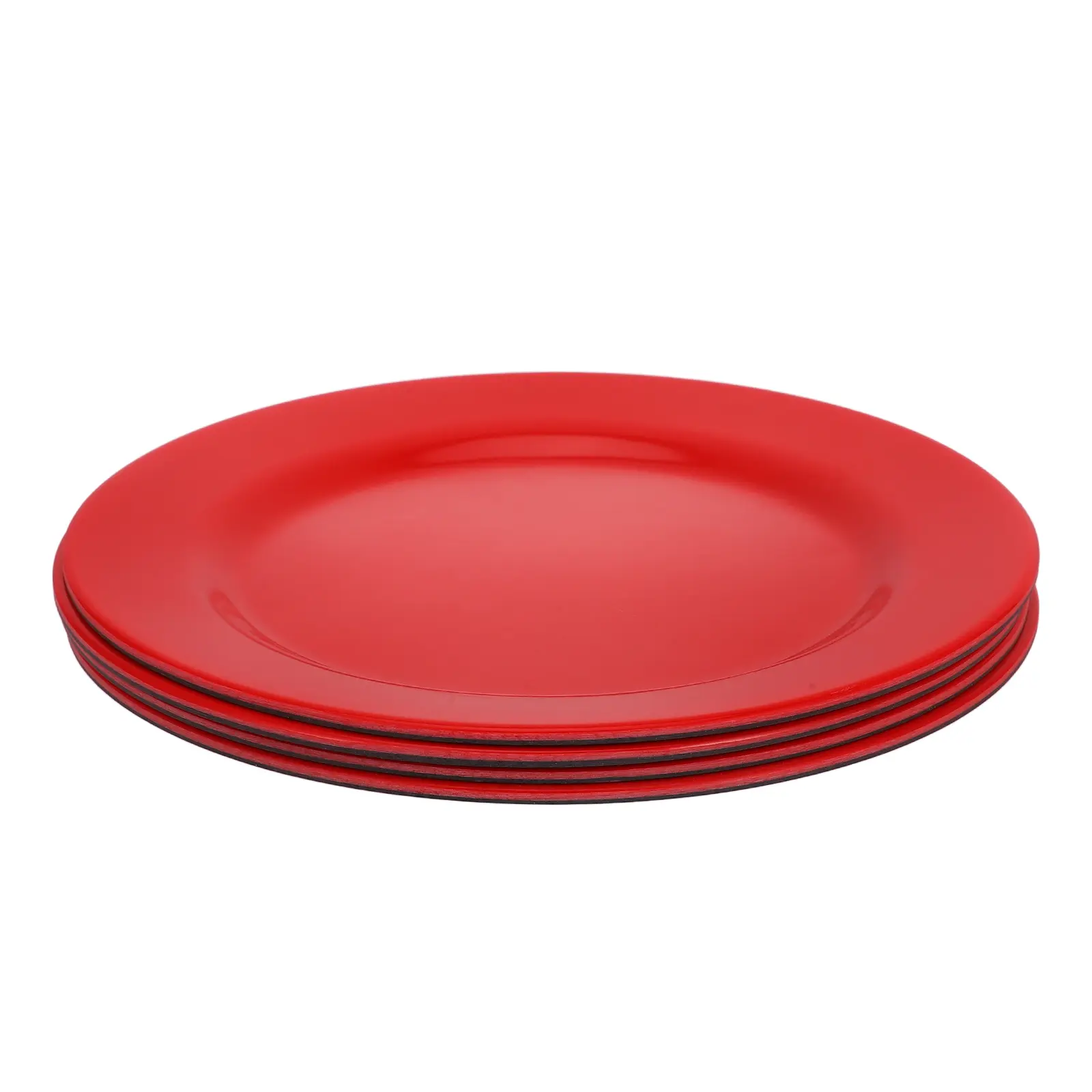 4pcs Melamine Plates Tableware Set Red Black Dishes Reusable Plastic Heat Resistant Dinnerware Snack Container Round