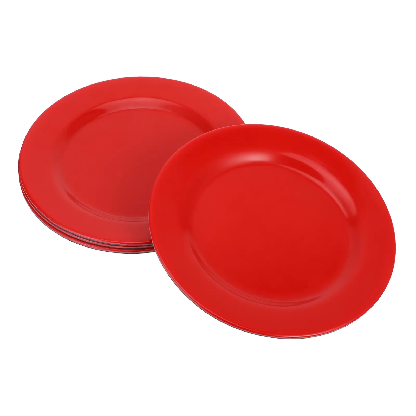 4pcs Melamine Plates Tableware Set Red Black Dishes Reusable Plastic Heat Resistant Dinnerware Snack Container Round
