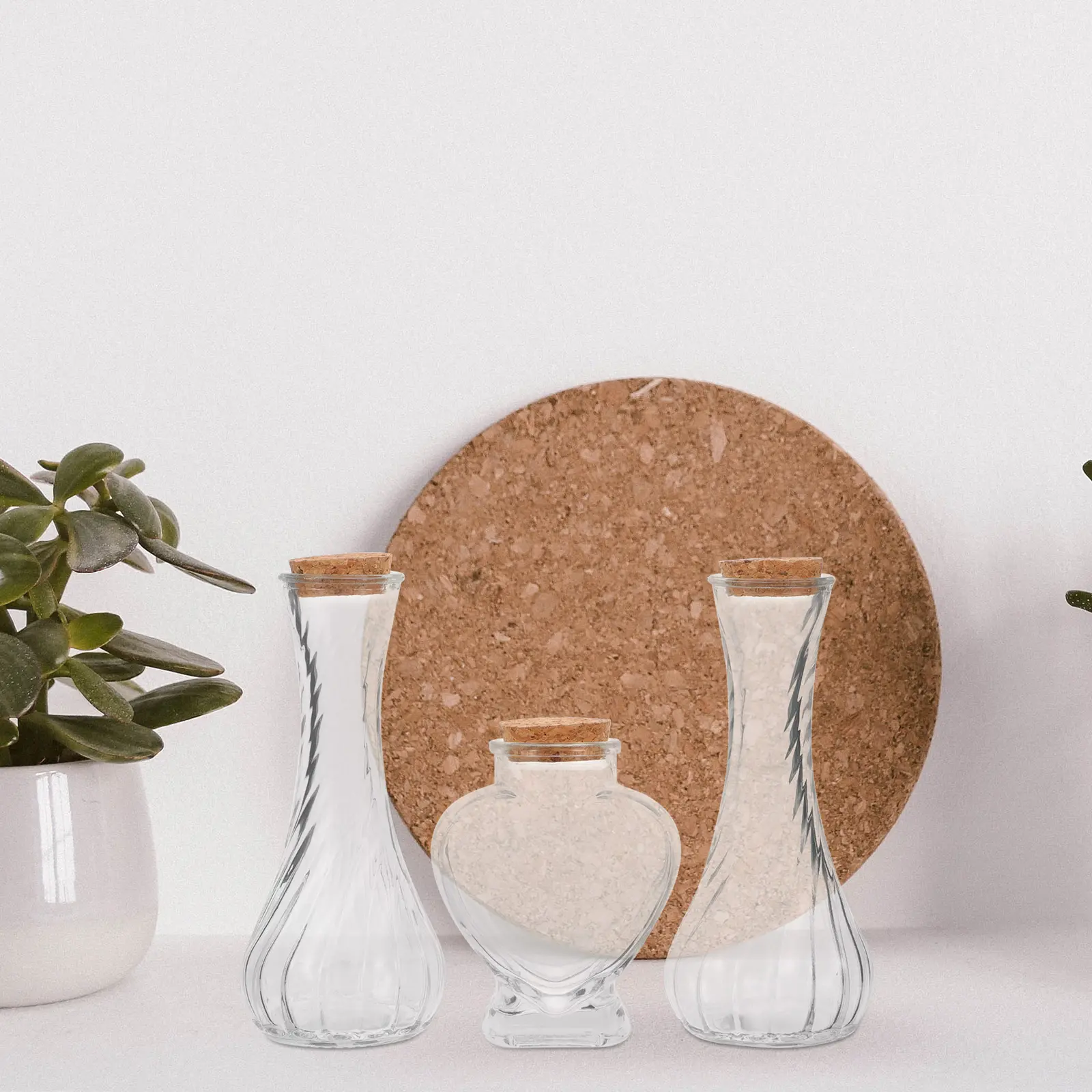 3Pcs Sand Ceremony Set Clear Glass Heart Vase Wedding Ceremony Bottles Wishing Drift Jars Craft Storage Containers Transparent