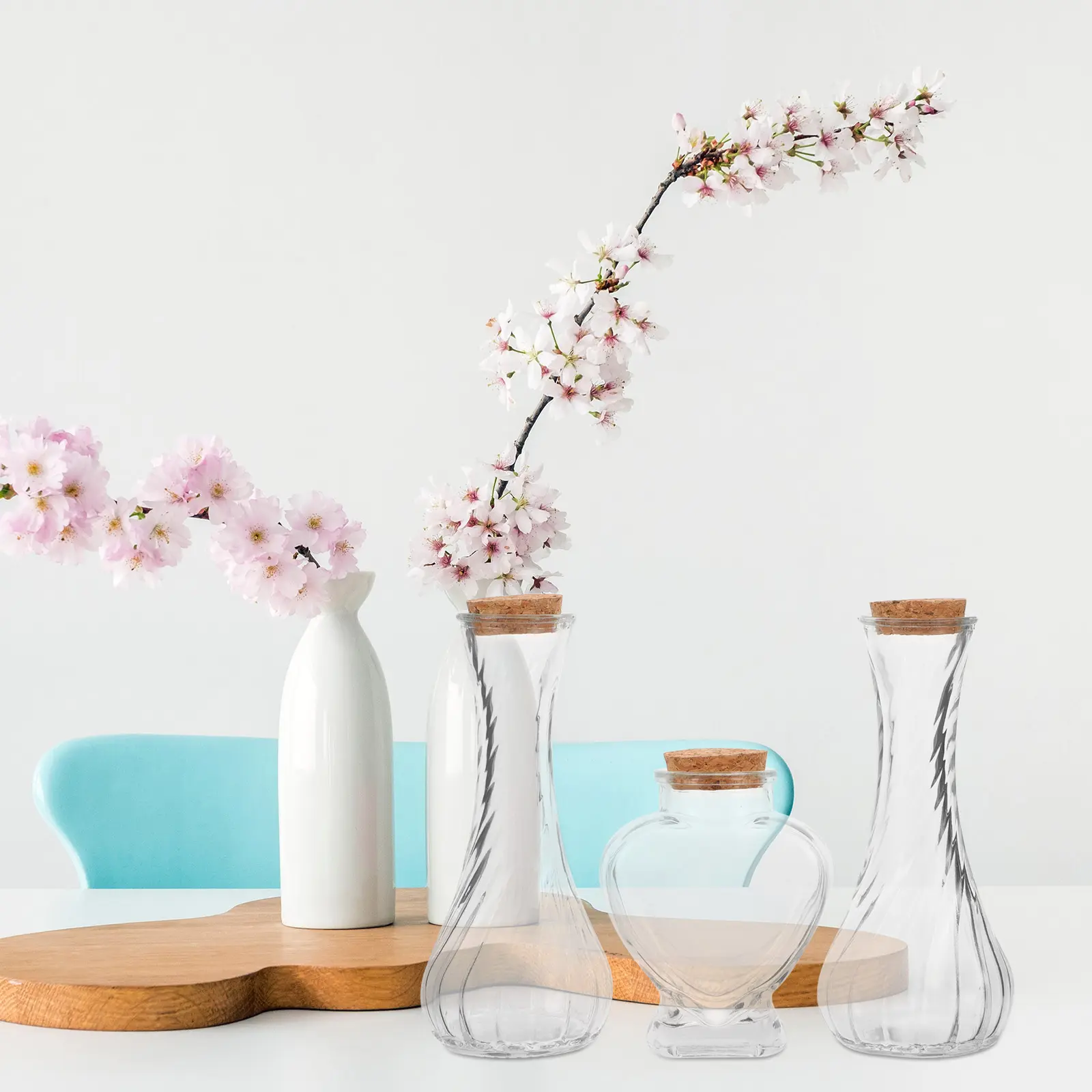 3Pcs Sand Ceremony Set Clear Glass Heart Vase Wedding Ceremony Bottles Wishing Drift Jars Craft Storage Containers Transparent