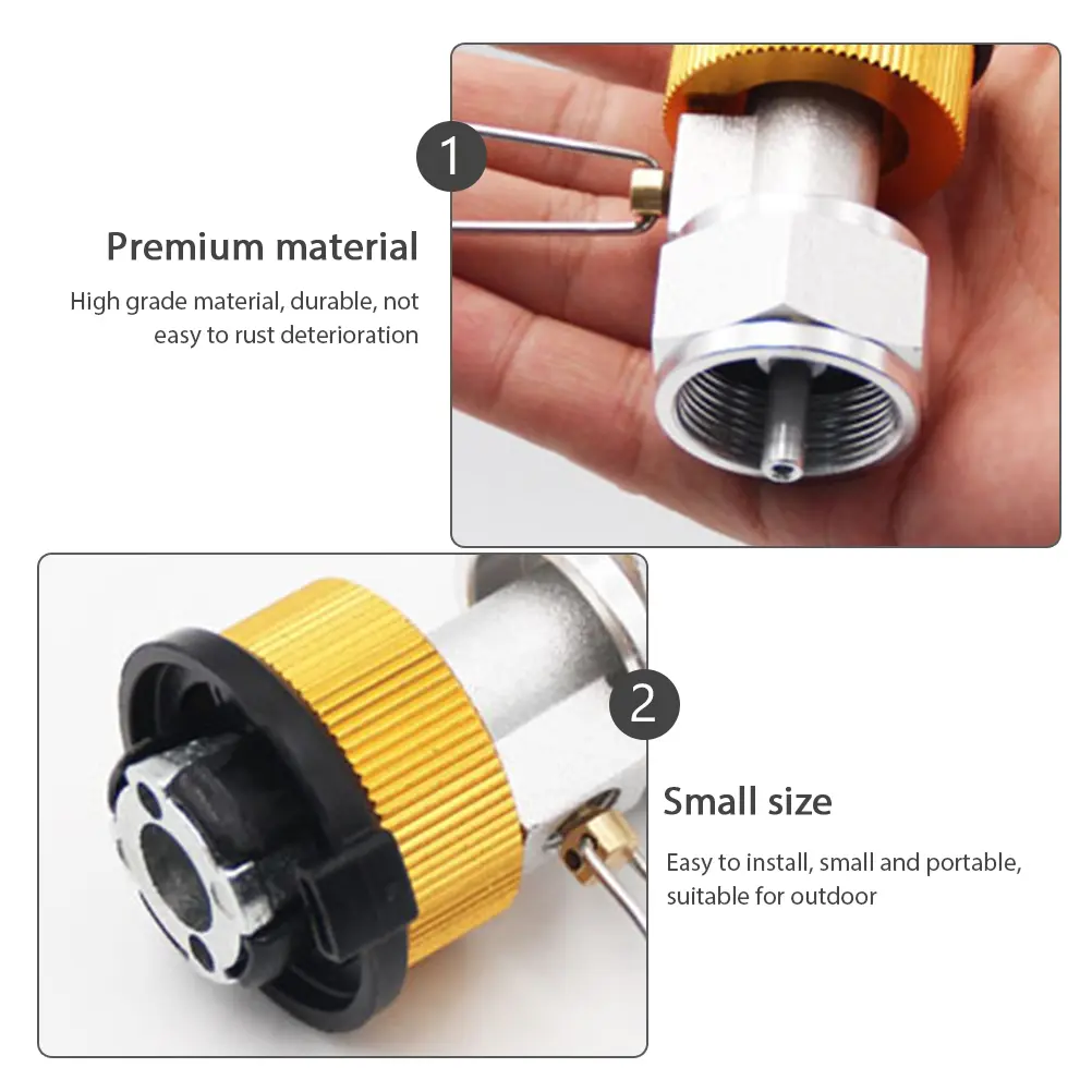 Gas Tank Mutual Charging Valve Propane Adapter Filler Heavy Duty Camping Hiking BBQ Accessories Double Gas Valves Kitchen