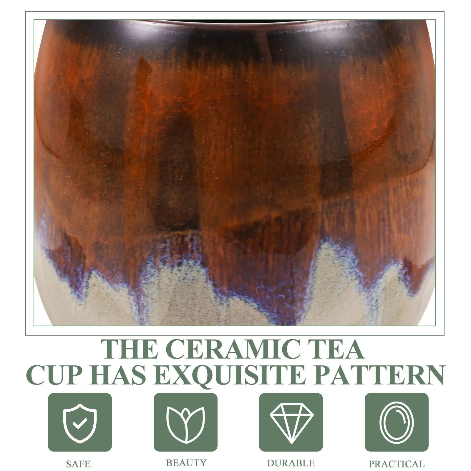 Retro Creative Pattern Ceramic Coffee Cup Stoneware Japanese Tea Cup Teacups Teaware Household Compact Matcha Mug