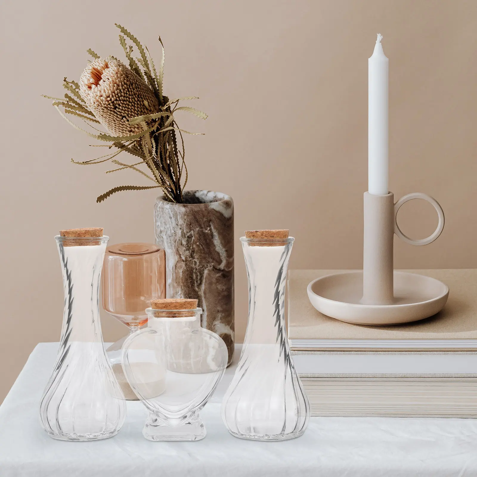 3Pcs Sand Ceremony Set Clear Glass Heart Vase Wedding Ceremony Bottles Wishing Drift Jars Craft Storage Containers Transparent