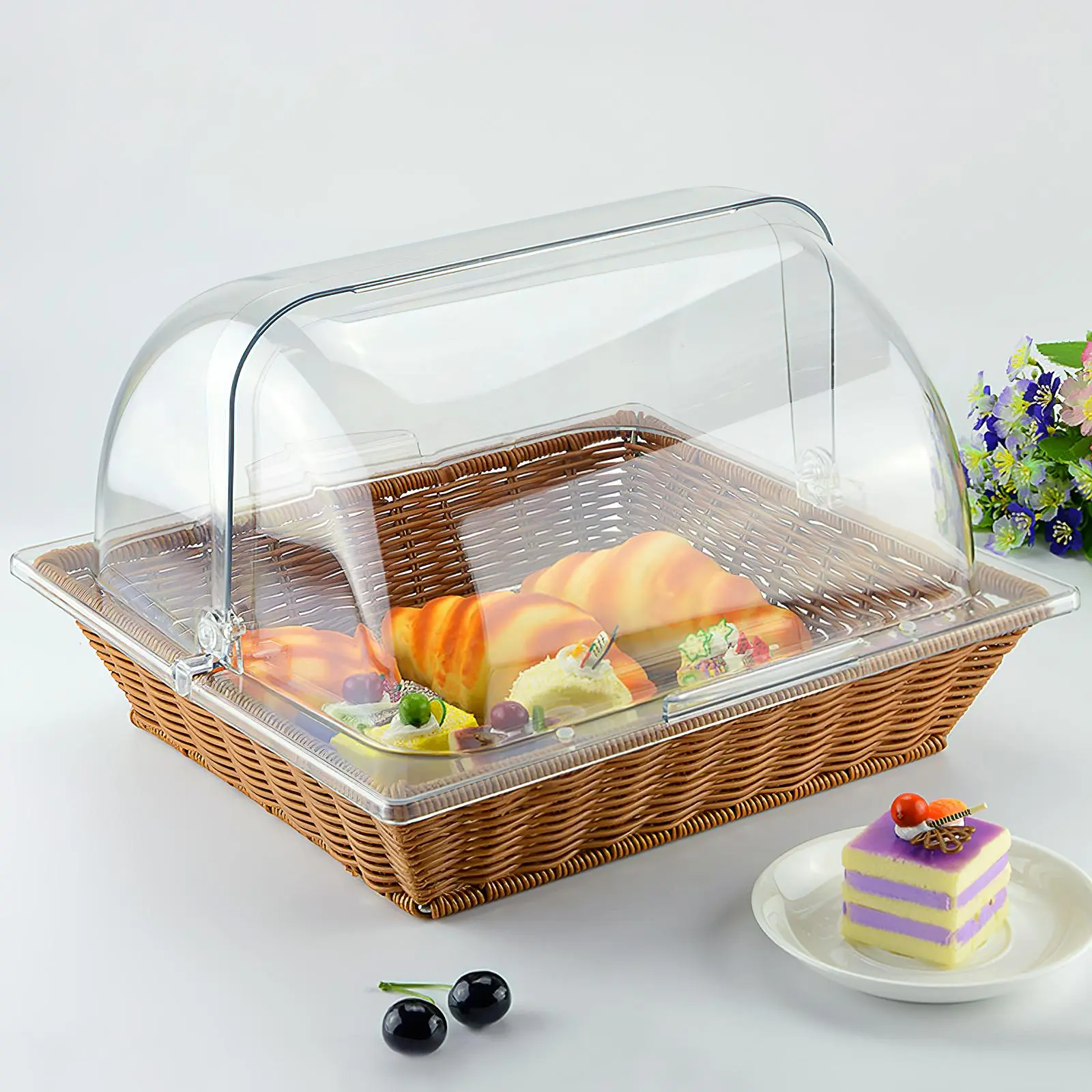 1pc Clear Acrylic Dustproof Food Cover Dessert Showcase Swivel Lid Cake Display Dome Bakery Case Snack Cover Transparent Pastry