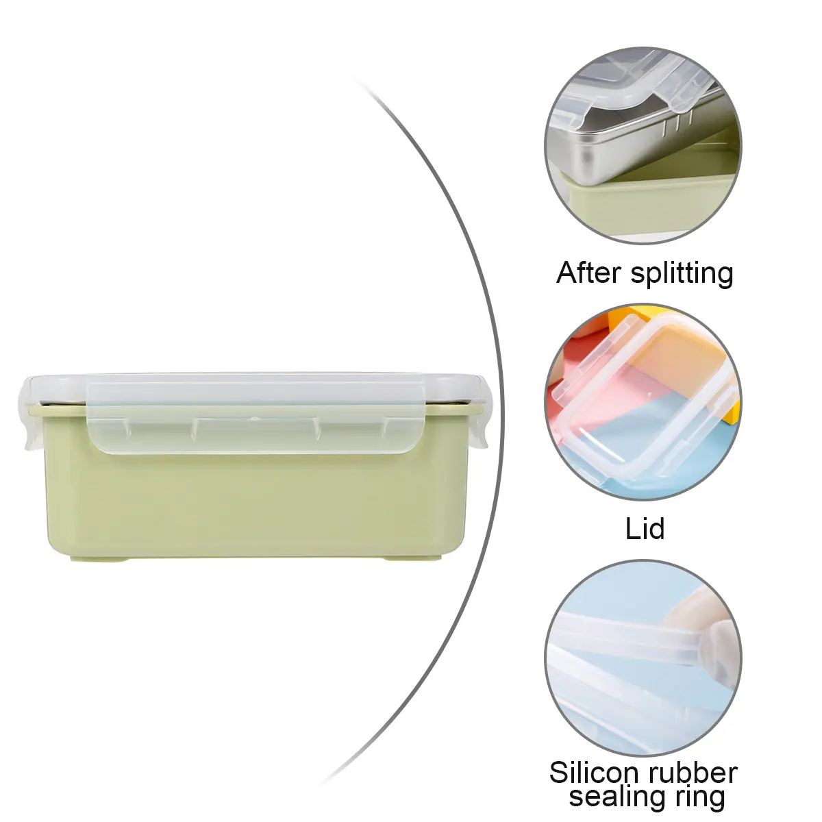 Stainless Steel Lunch Box 900 Ml Pink PP Japanese Style Portable Food Container Large Capacity Moveable Separator Safe