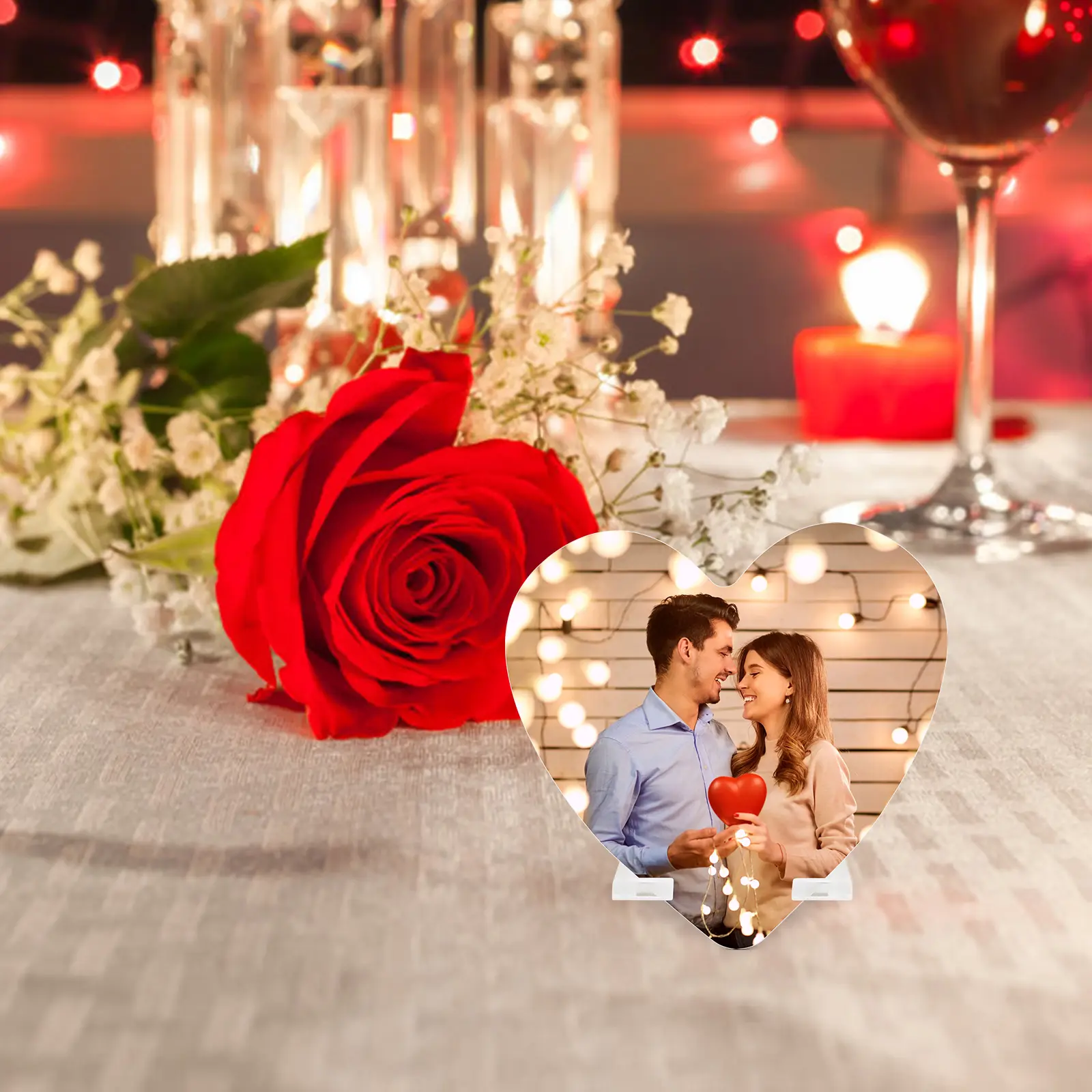 3D Heart Shaped Acrylic Display Stand Sublimation Photo Frame Diy Blank Picture Frame Custom Love Shape Decorative Plaque Heat