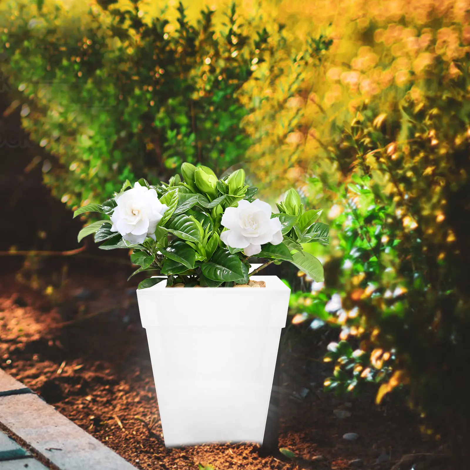 Square Planter Lamp Solar Powered Flowerpot Luminous Garden Decor Outdoor Balcony Planter Plastic Planter With Light Glowing