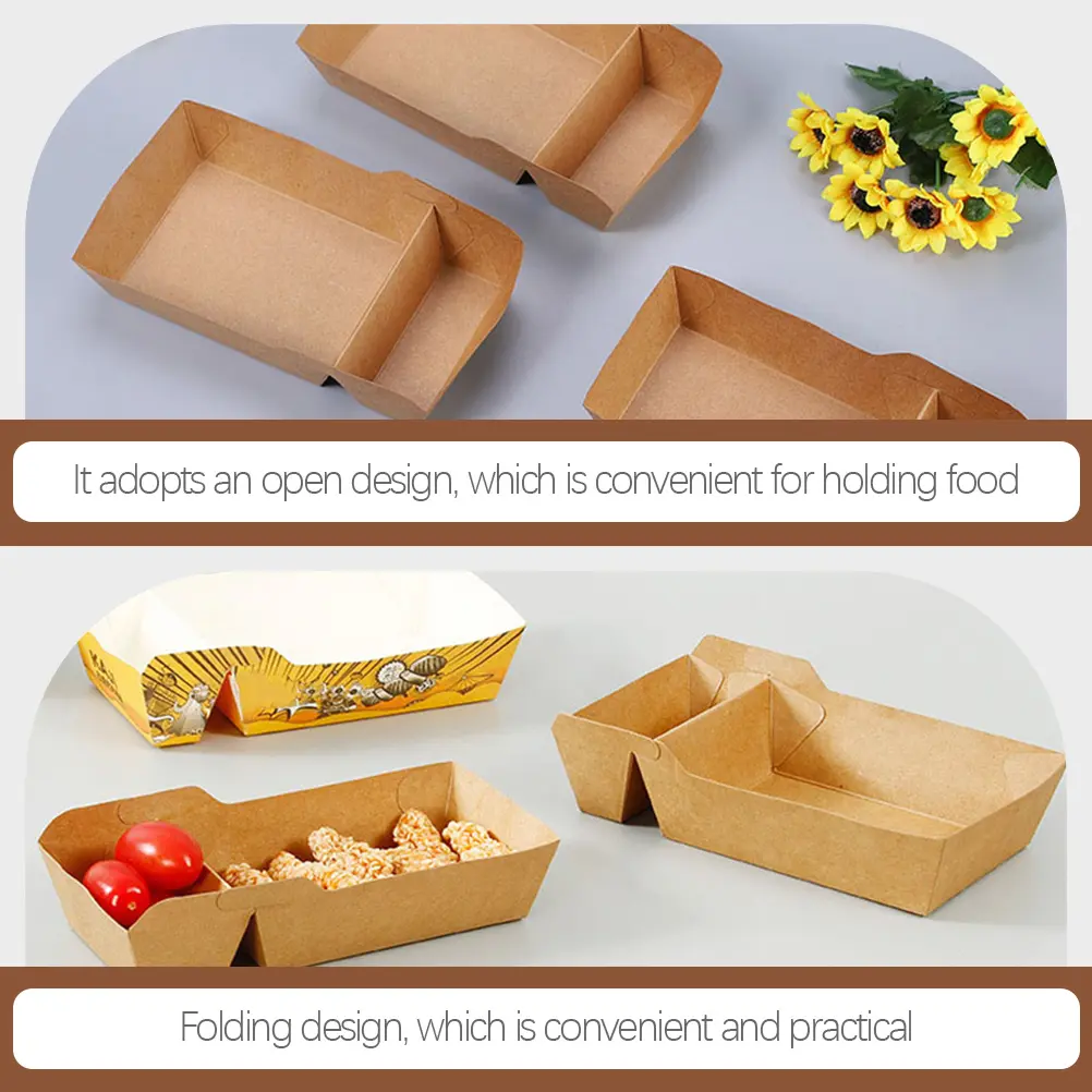 40pcs Snack Boxes Paper Containers Takeout Holder French Fries Classic Design Practical Party Use Safe Folding
