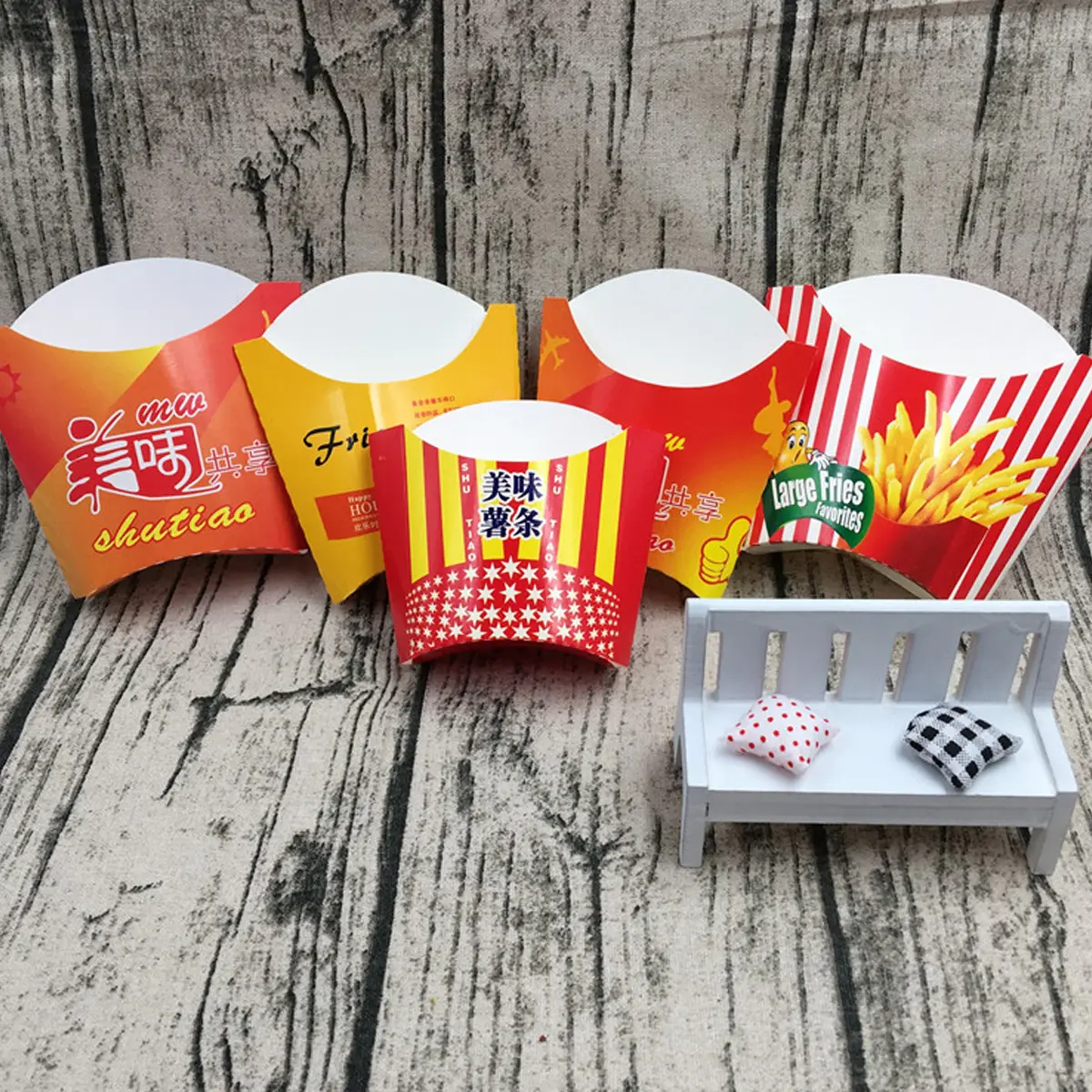 100 Pcs Disposable Food Boxes Chips Snack Packaging Supplies Paper Fry Box For Parties Picnics Movie Night Home Shop Use