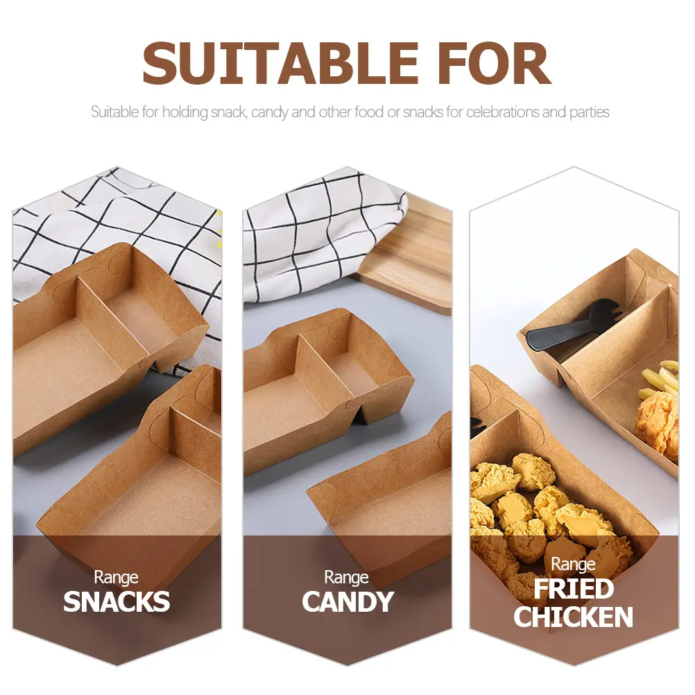 40pcs Snack Boxes Paper Containers Takeout Holder French Fries Classic Design Practical Party Use Safe Folding