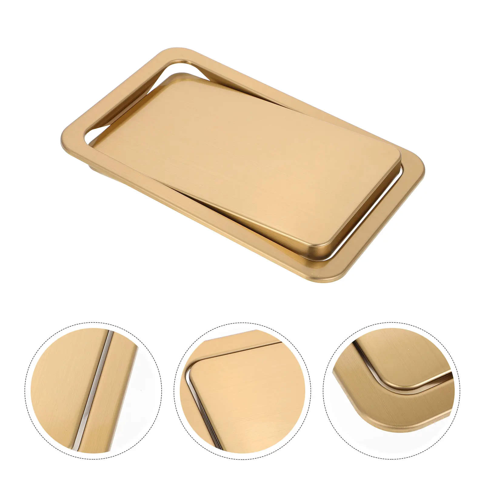 Rectangle Swing Flap Stainless Steel Lid Trash Can Cover Waste Bin Replacement Garbage Recycling Container Household