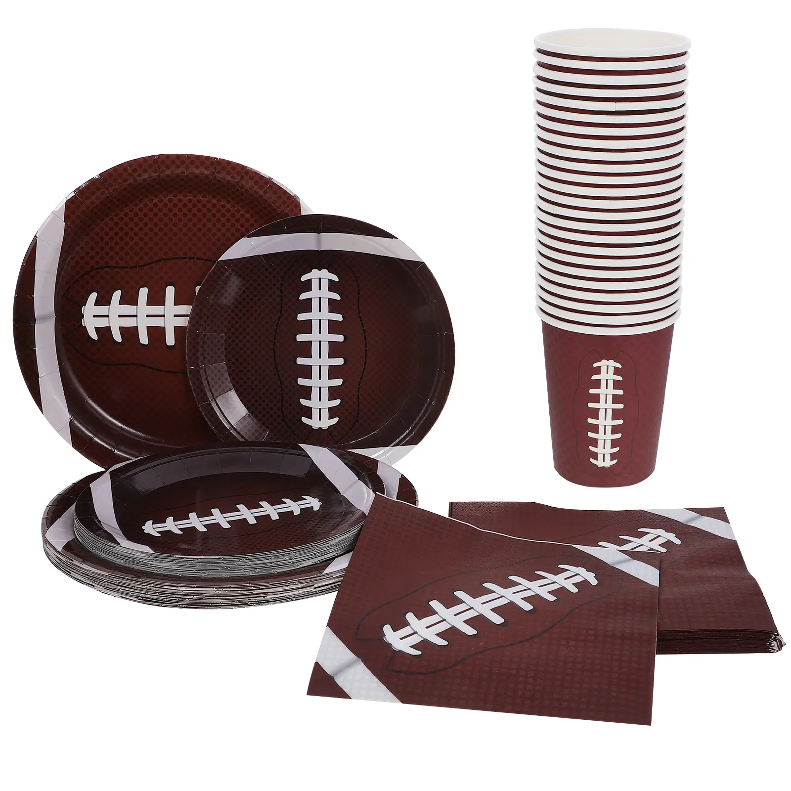 1 set Rugby Themed Tableware Set Disposable Paper Plates Napkins Cups for Party Sport Event Decoration Large Capacity