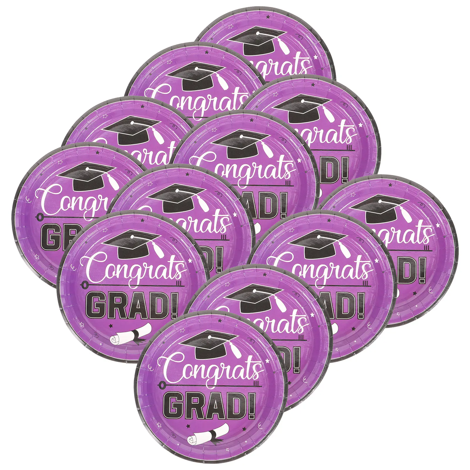 24 Pcs Purple Graduation Party Supplies 2023 Disposable Paper Plates 7 Inch Salad Dishes Class Decorations Hygienic Tableware