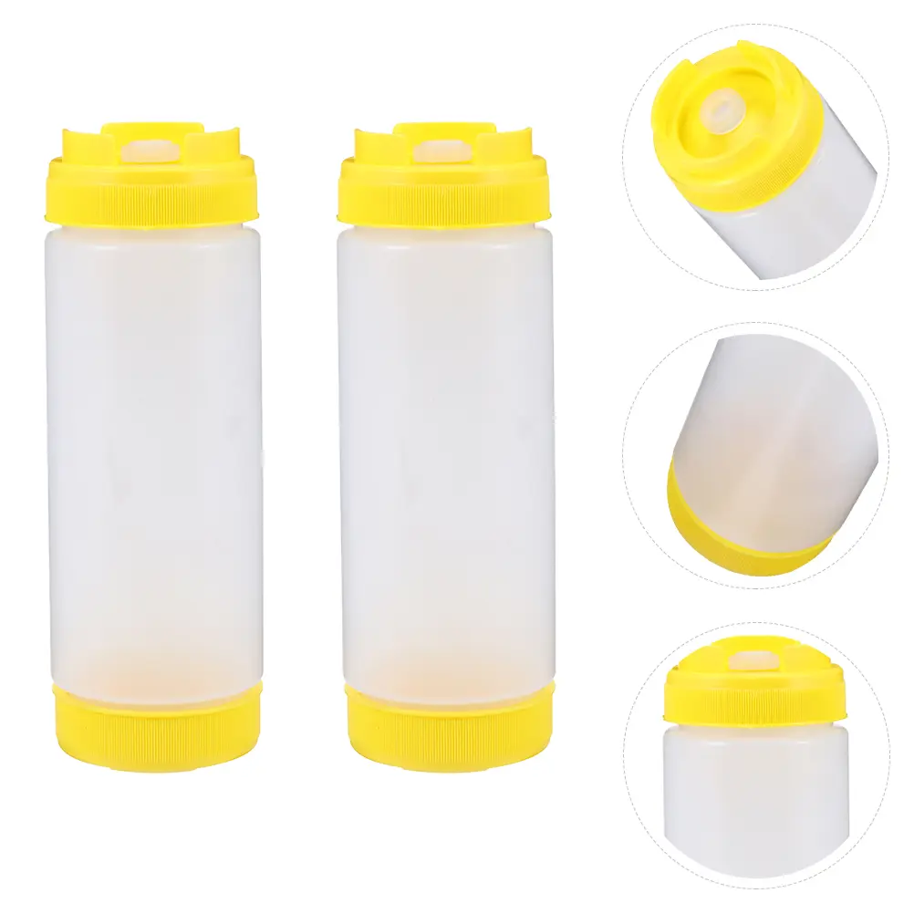 2Pcs Double Head Squeeze Sauce Bottles Food Grade Plastic Ketchup Condiment Lightweight Portable Kitchen Bar Use