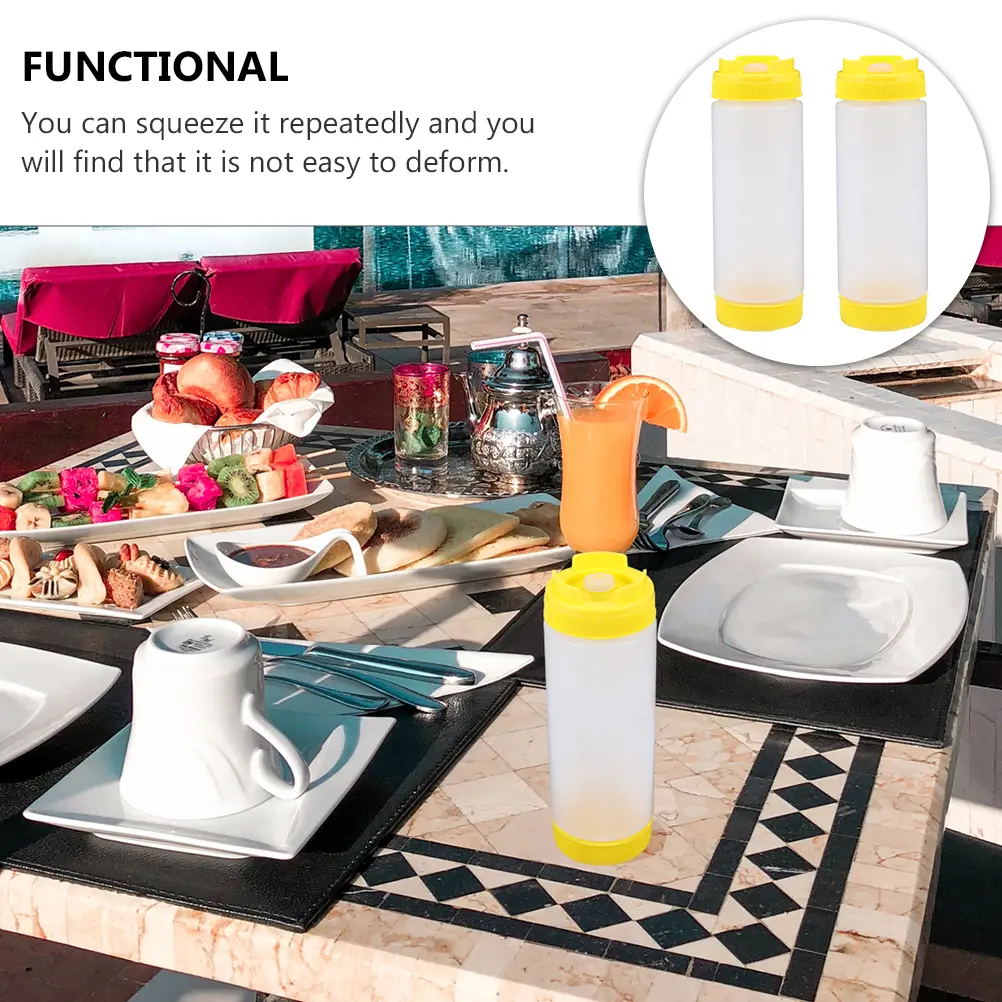 2Pcs Double Head Squeeze Sauce Bottles Food Grade Plastic Ketchup Condiment Lightweight Portable Kitchen Bar Use