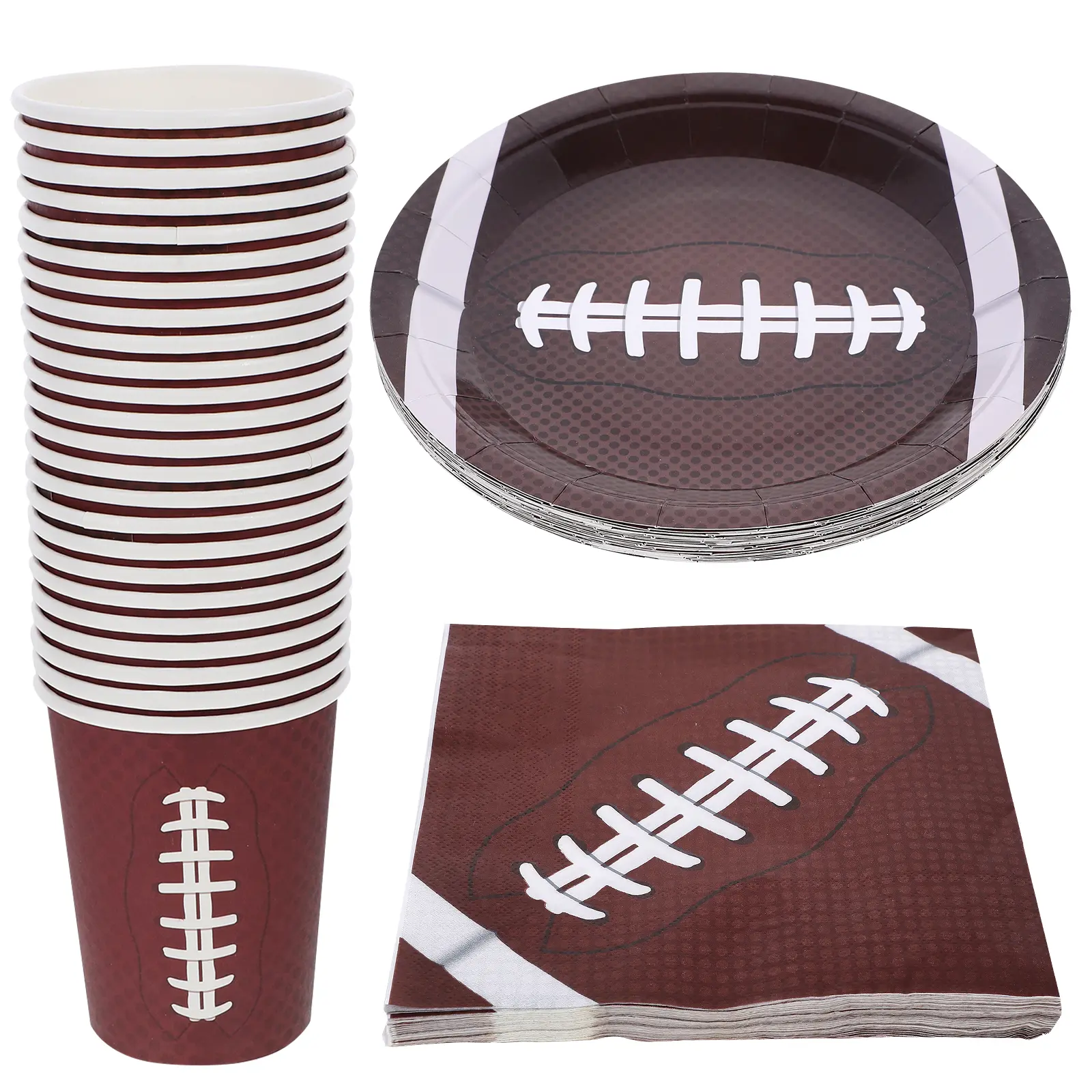 1 set Rugby Themed Tableware Set Disposable Paper Plates Napkins Cups for Party Sport Event Decoration Large Capacity